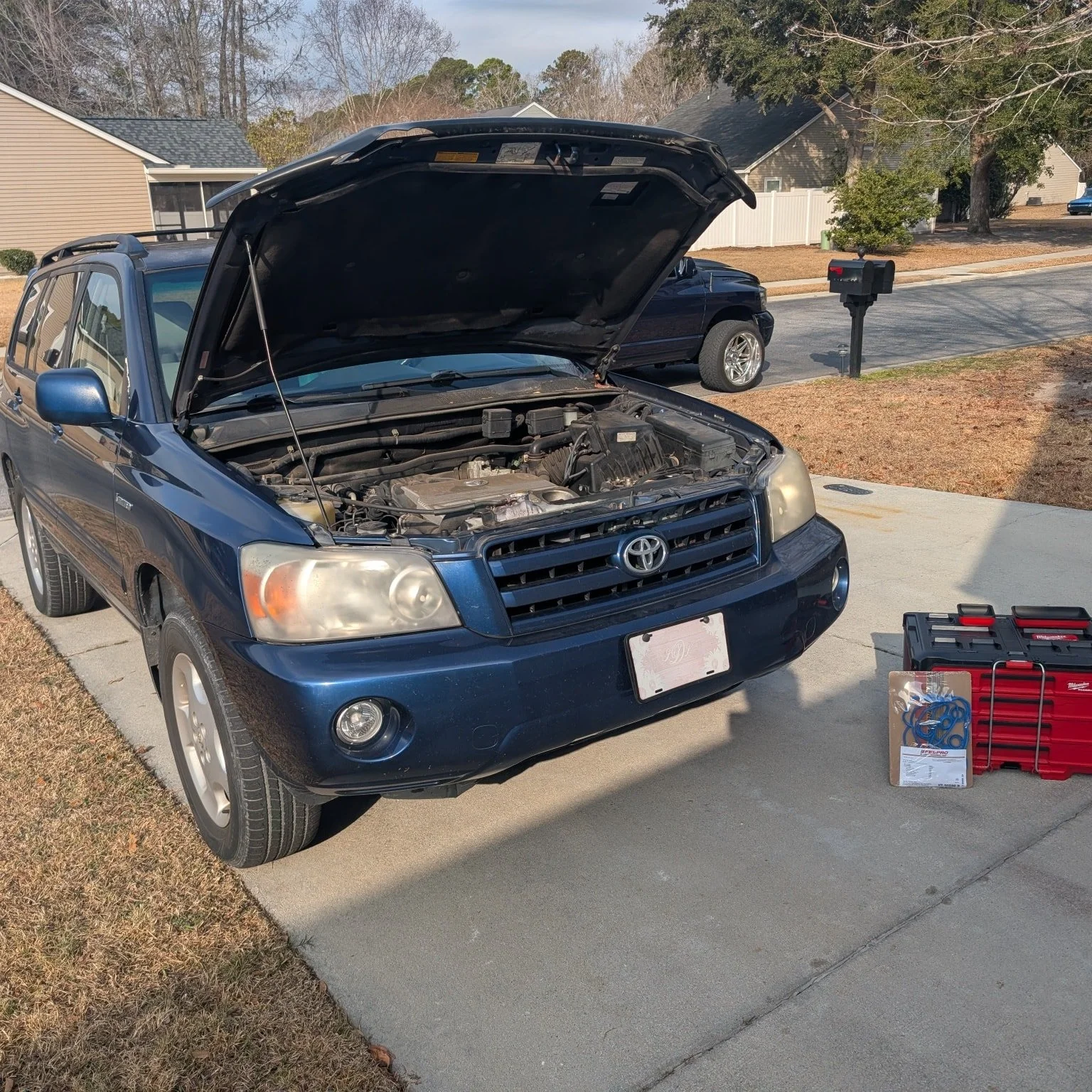 More to do on this Toyota Highlander this week. Valve cover gaskets to fix the oil leaks and replaced the timing belt and water pump while we are at it. This customer is ready for another 100k miles!