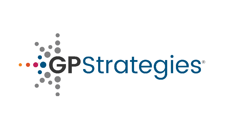 Logo of GP Strategies with gray, blue, orange, and pink dotted design.