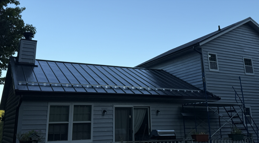 Matte Black Snap Lock Metal Roofing & 6-Inch Gutter RX System