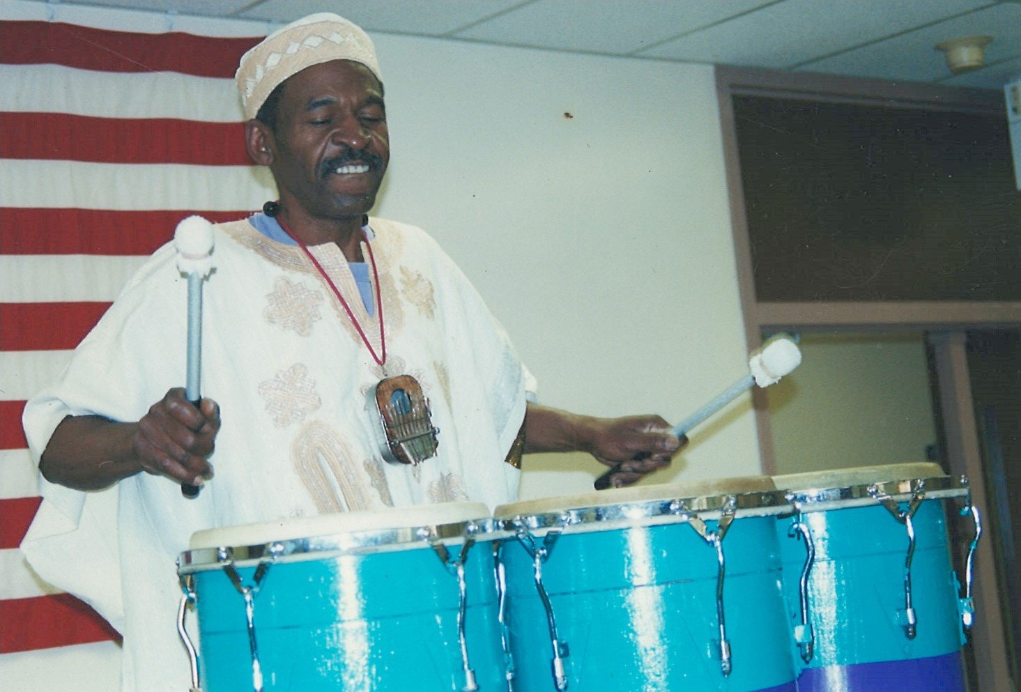 Abu playing the Thunder Drums