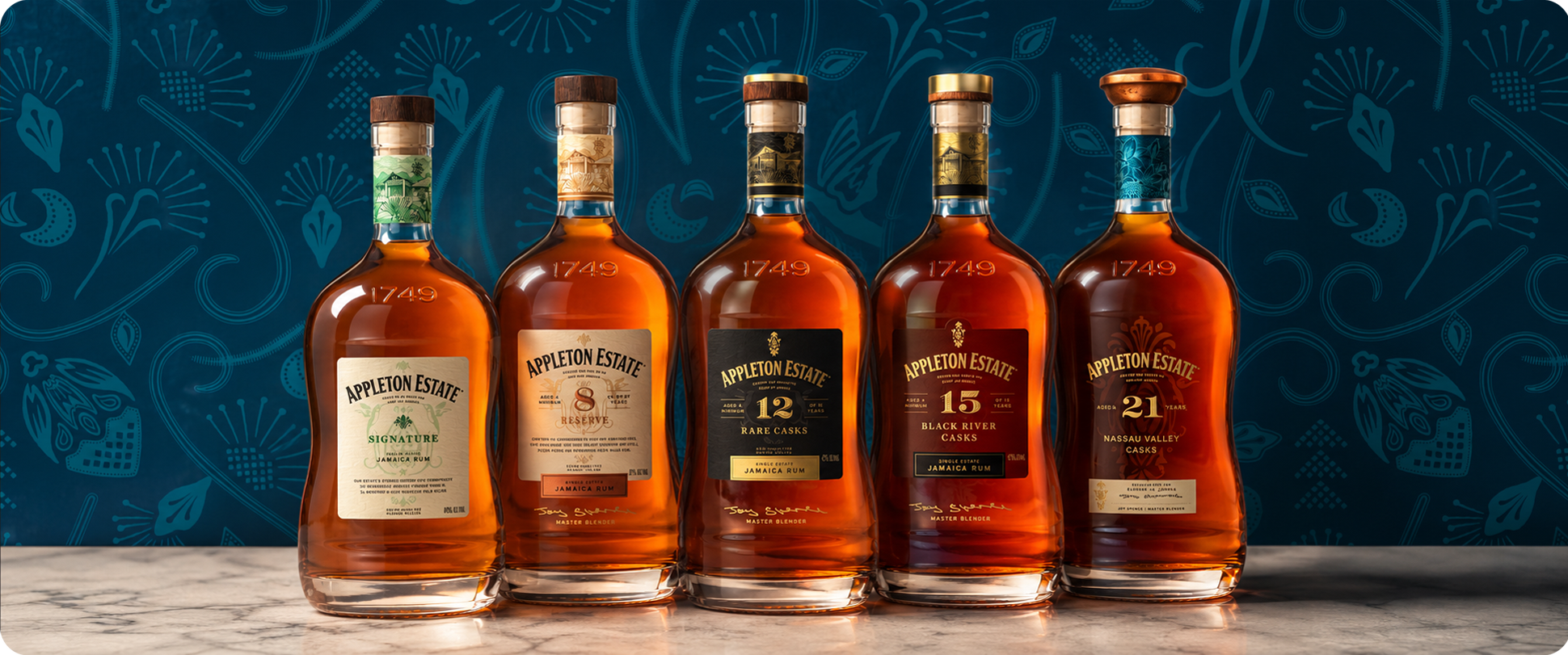 Appleton Estate rum bottle lineup — spirits packaging production by print-ability™