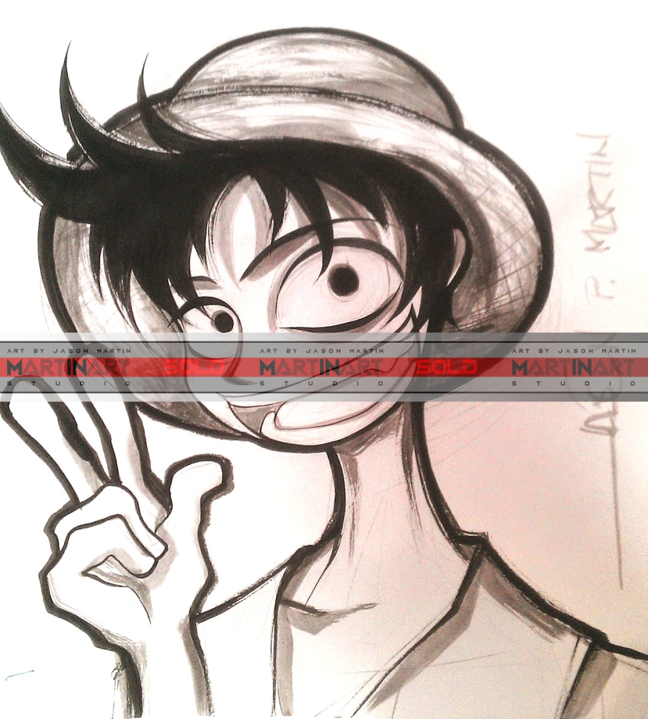 Luffy Sketch - Jason Martin - MartinArt Studio SOLD