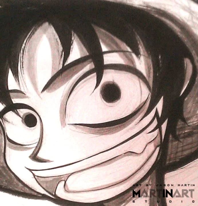 Luffy Sketch DETAIL - Jason Martin - MartinArt Studio SOLD.jpg