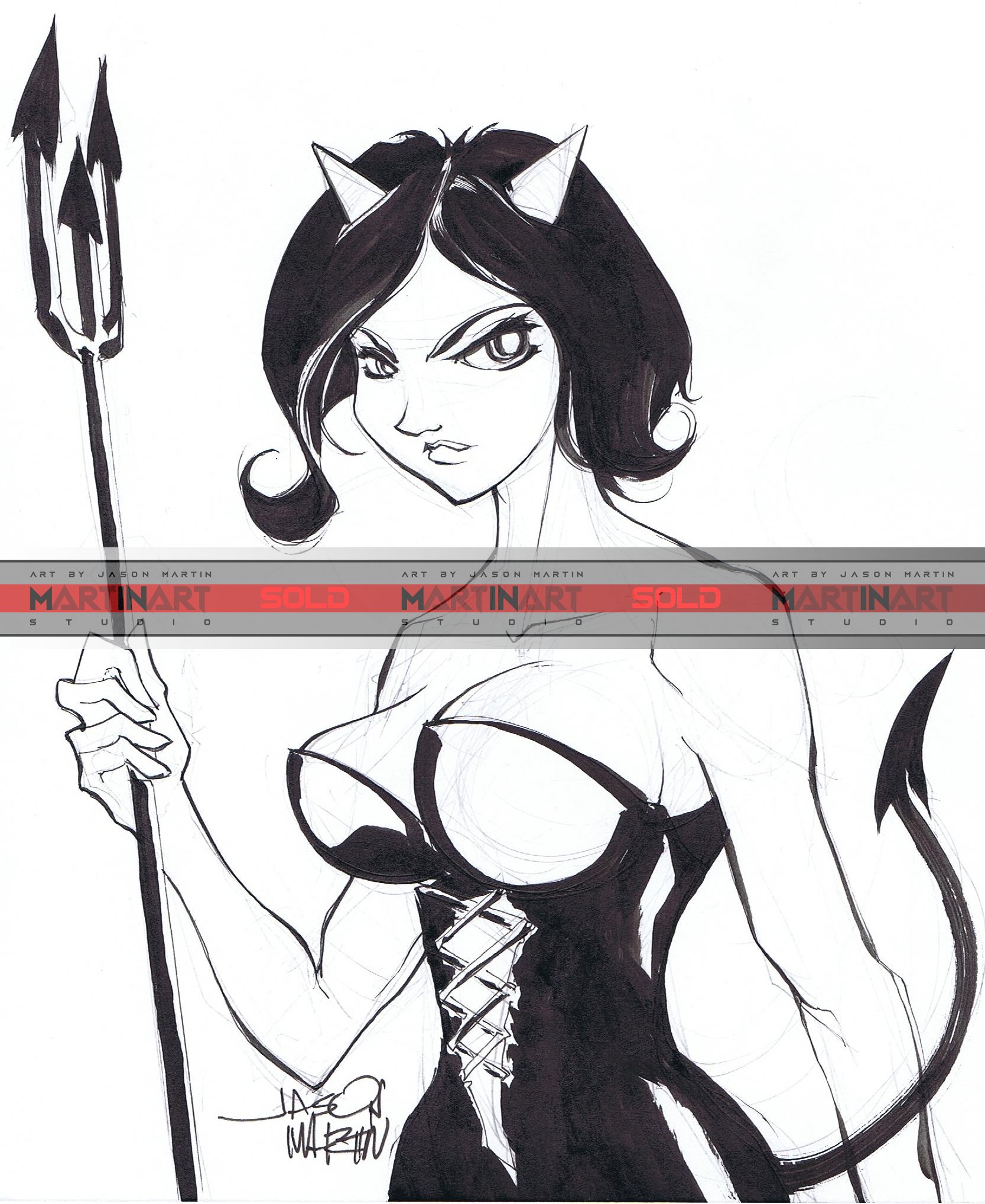 Devil Girl Sketch - Jason Martin - MartinArt Studio SOLD