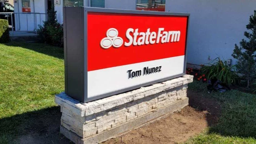 refurbish and refresh of monument sign with push through face in Los Angeles, Ca. after