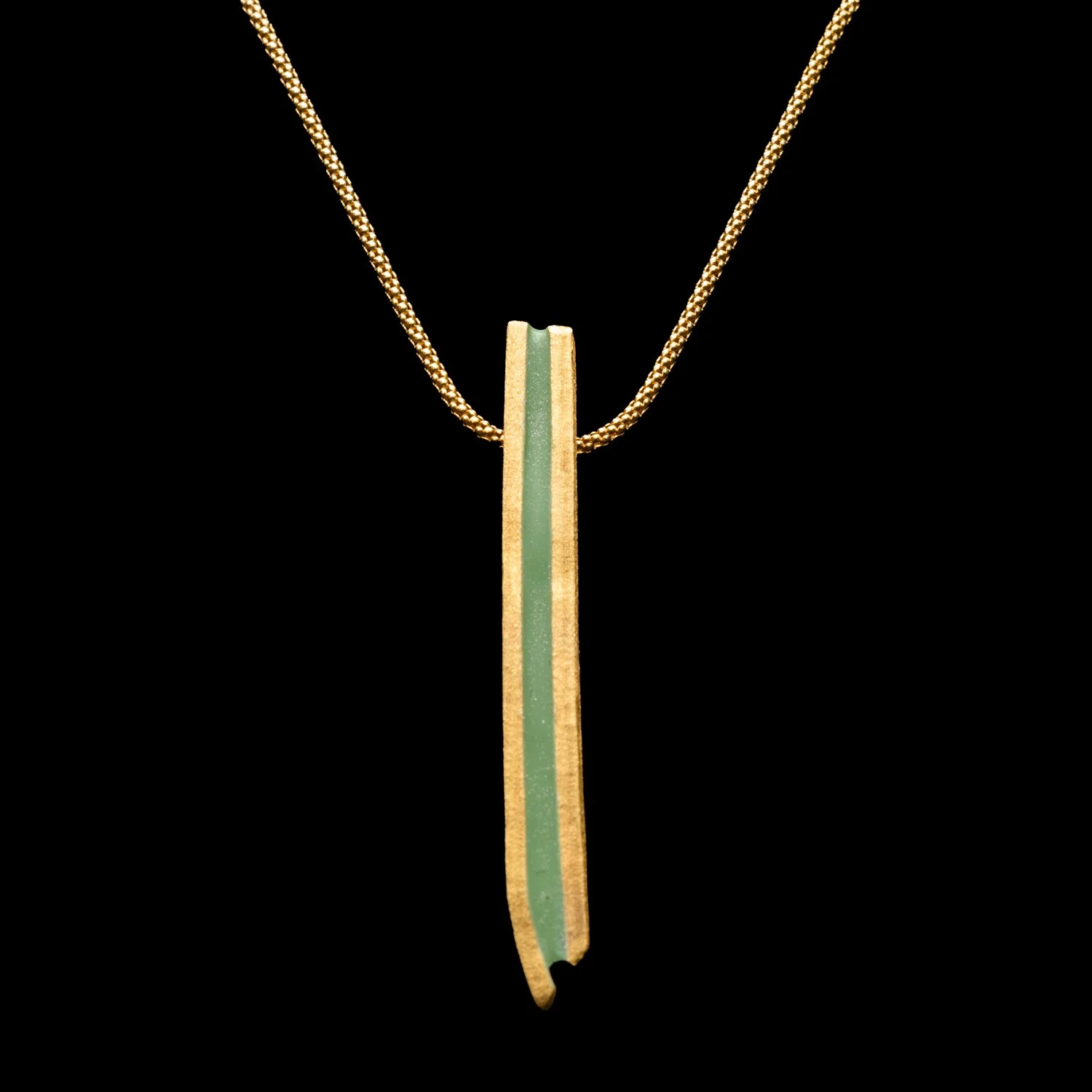 Asymmetrical Linea Green Pendant Necklace by Marta Ribeiro