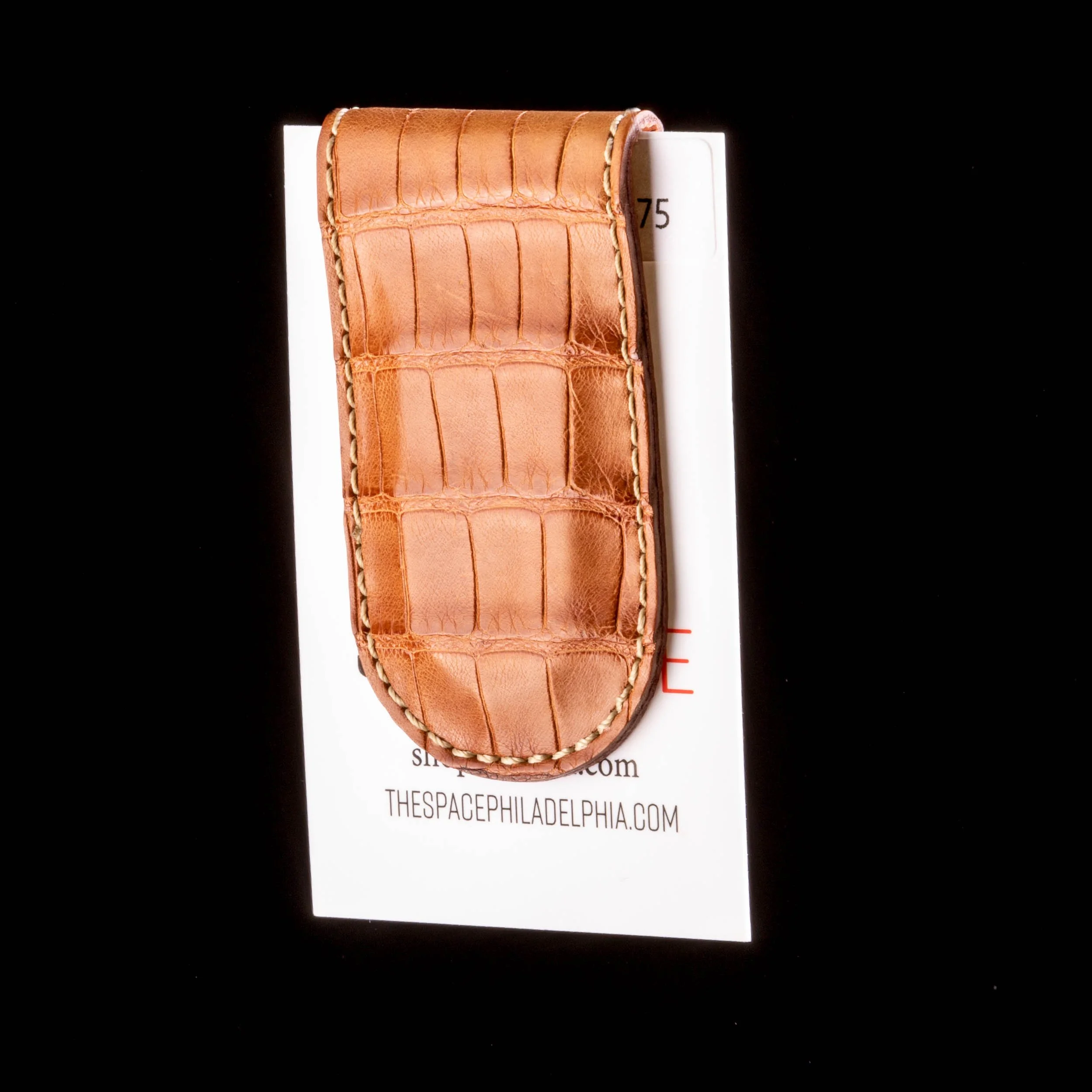 Cognac Alligator Money Clip by Pong Gaddi