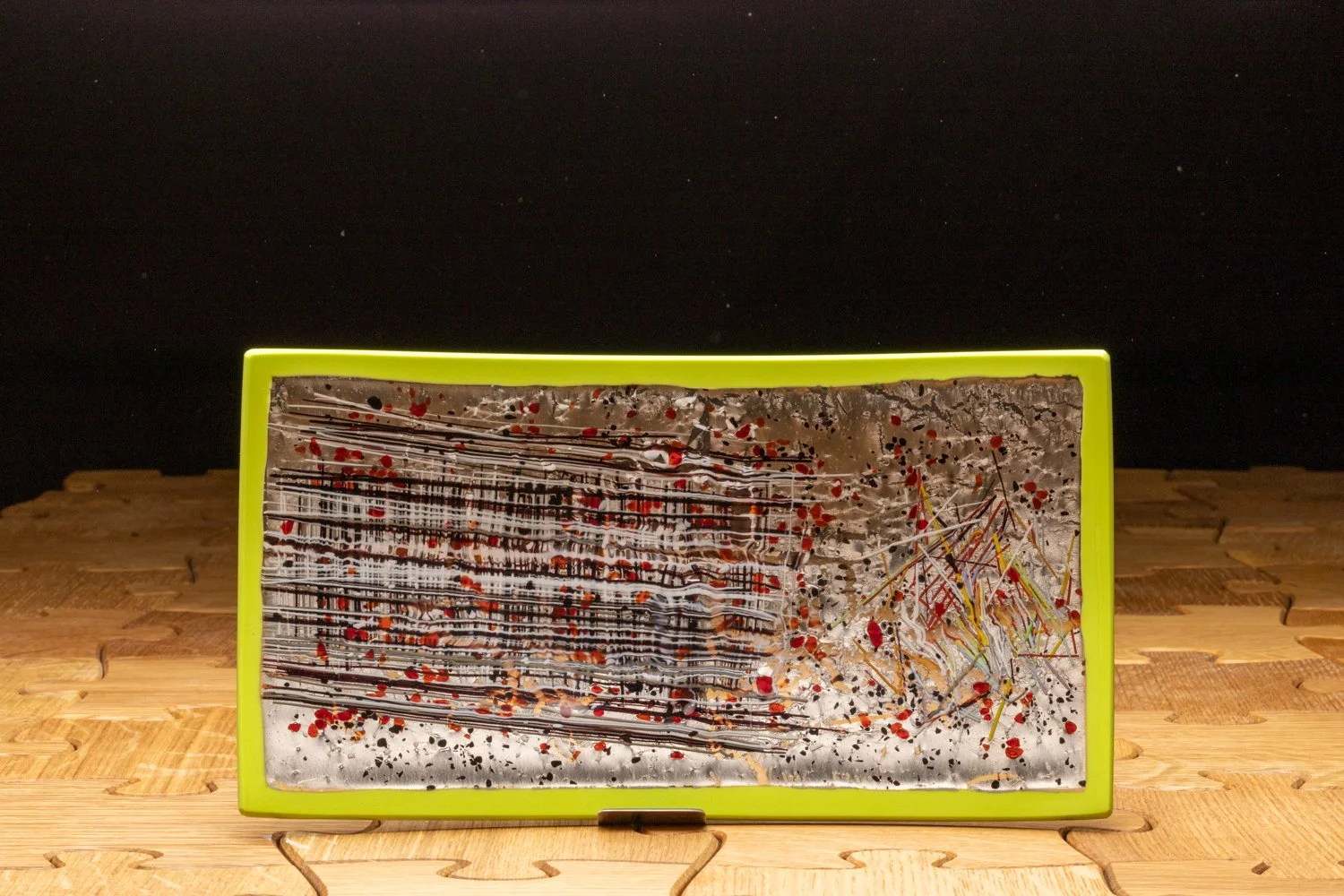 Abstract Green Edge Murano Glass Platter