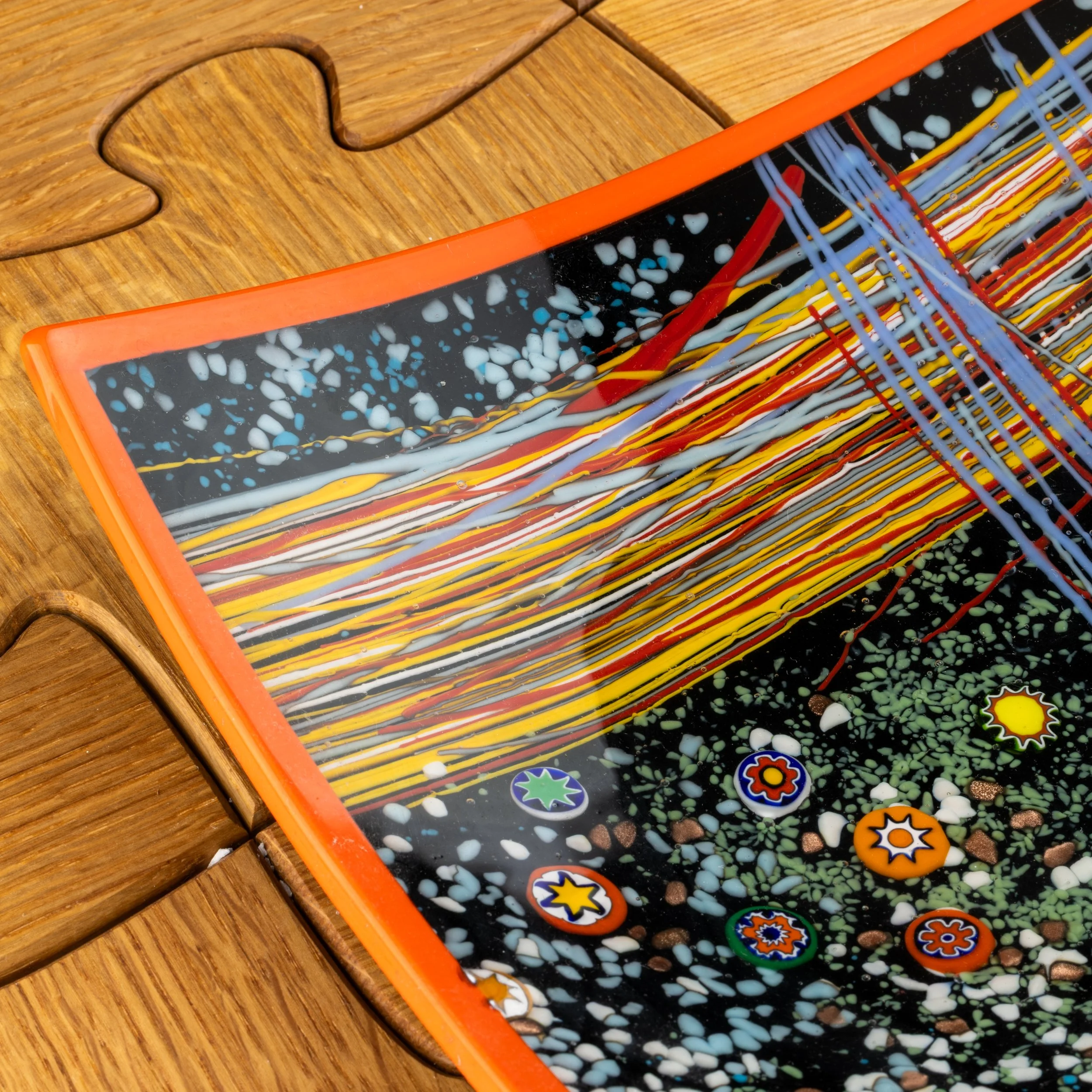 Abstract Design Square Plate with orange by Alfier Glass Studio-4.jpg