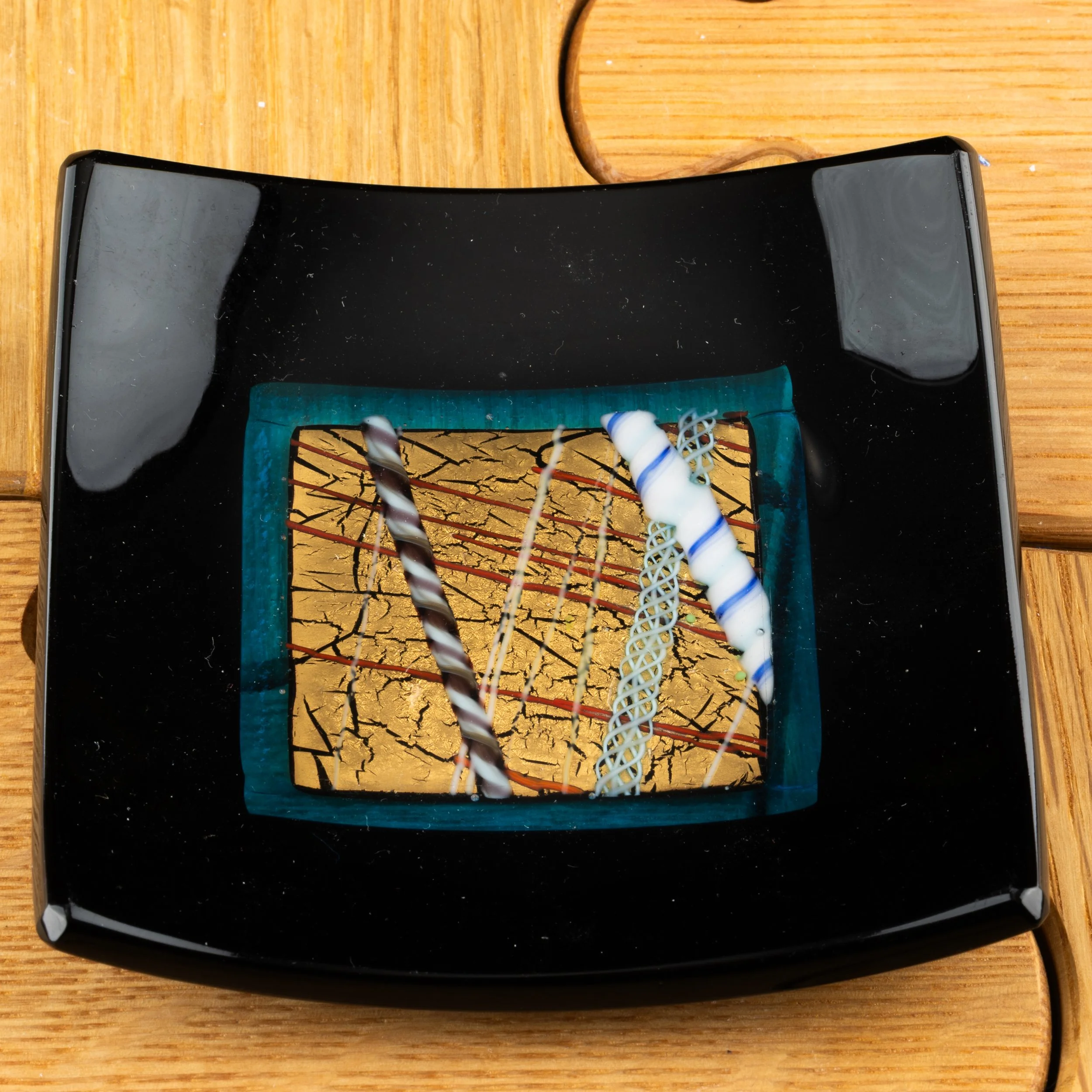 Dots abstract Square plate by Alfier Glass Studio-1.jpg