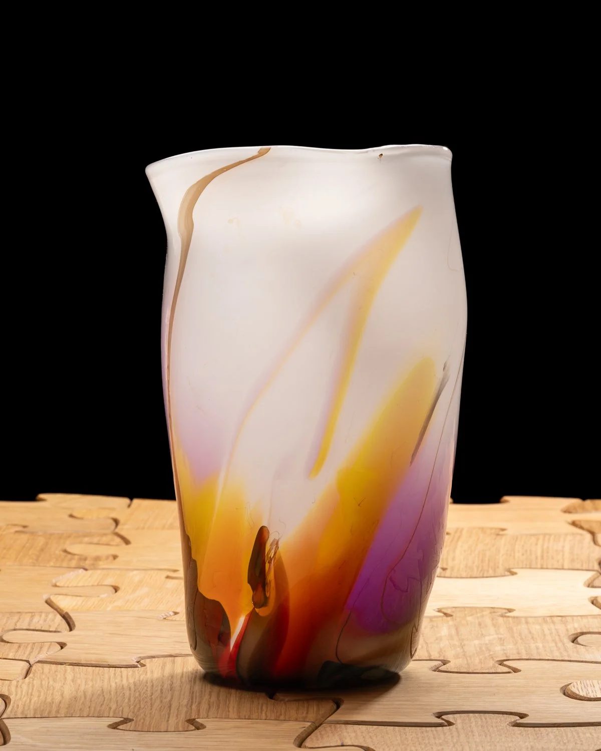 Purple Yellow Nebula Vase by McDermott Glass Studio