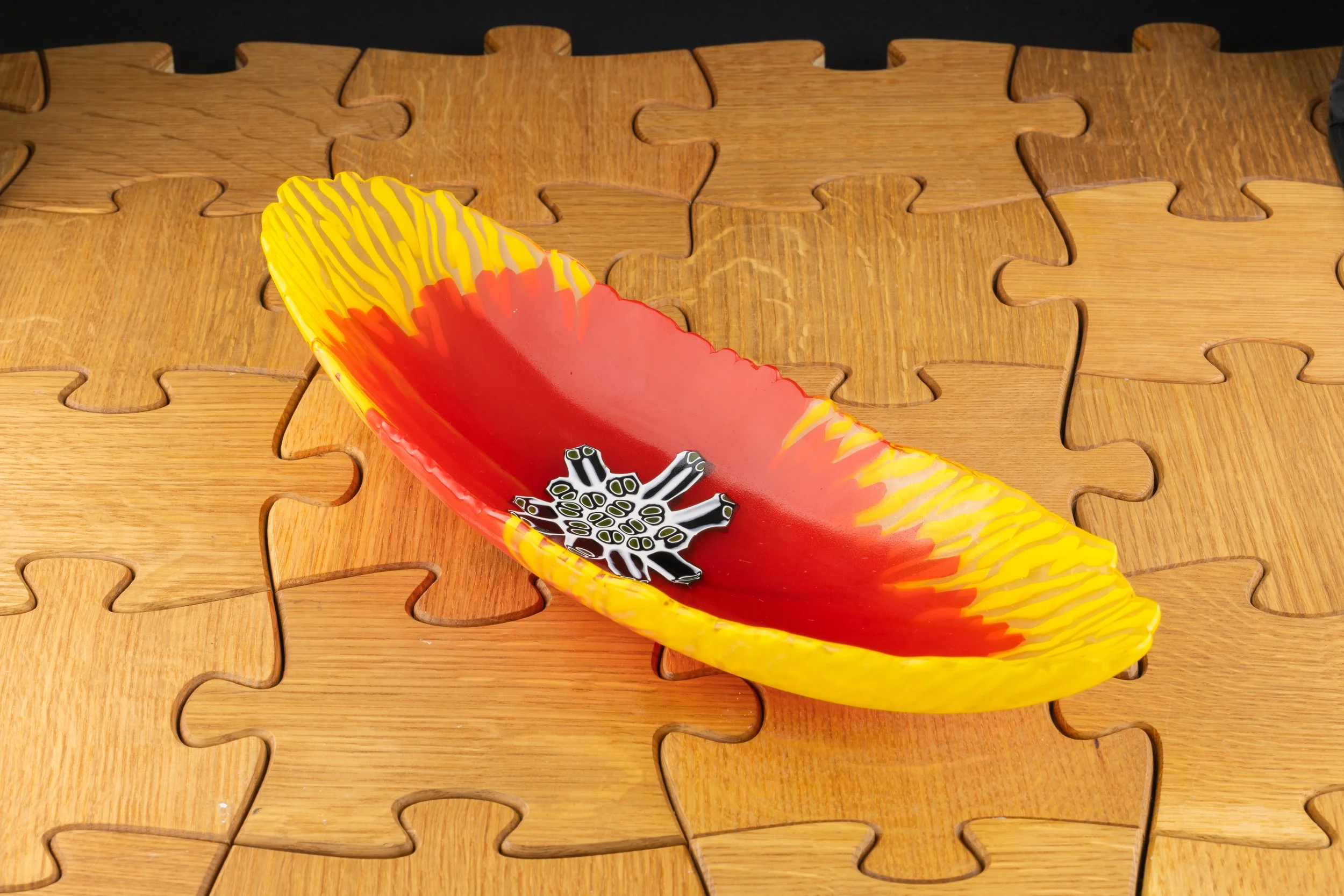 Sunburst Murano Canoe in Yellow, Crimson, and Black by Alfier Glass Studio-3.jpg