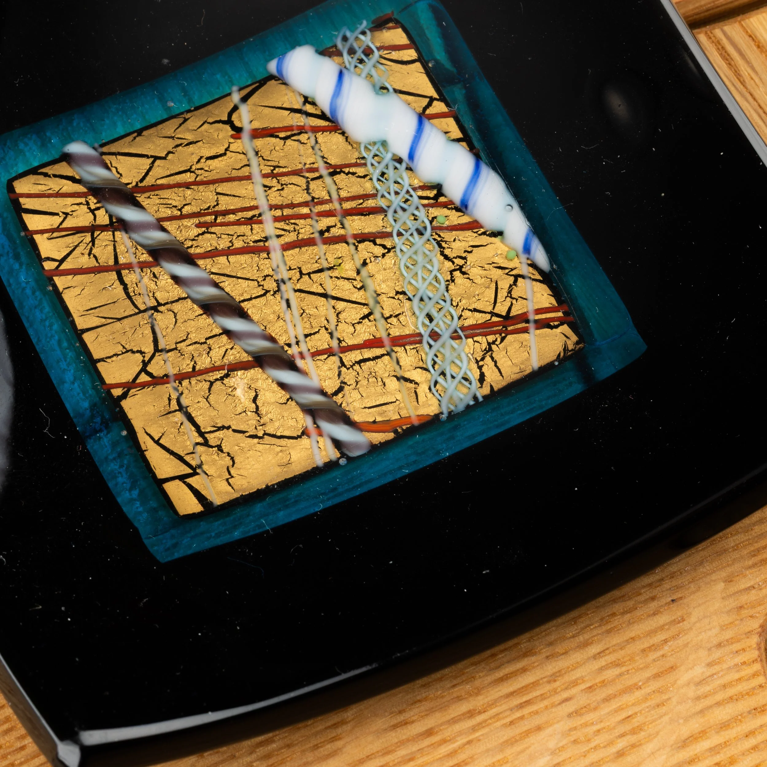 Dots abstract Square plate by Alfier Glass Studio-2.jpg