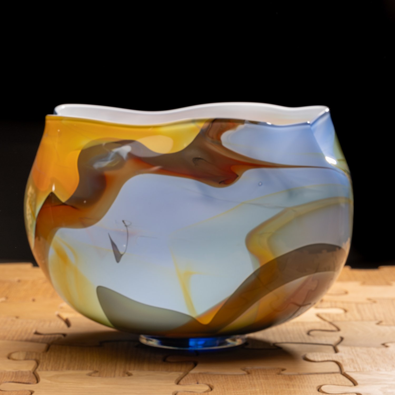 Blue Brown Kimono Glass Bowl by McDermott Studio-1.jpg