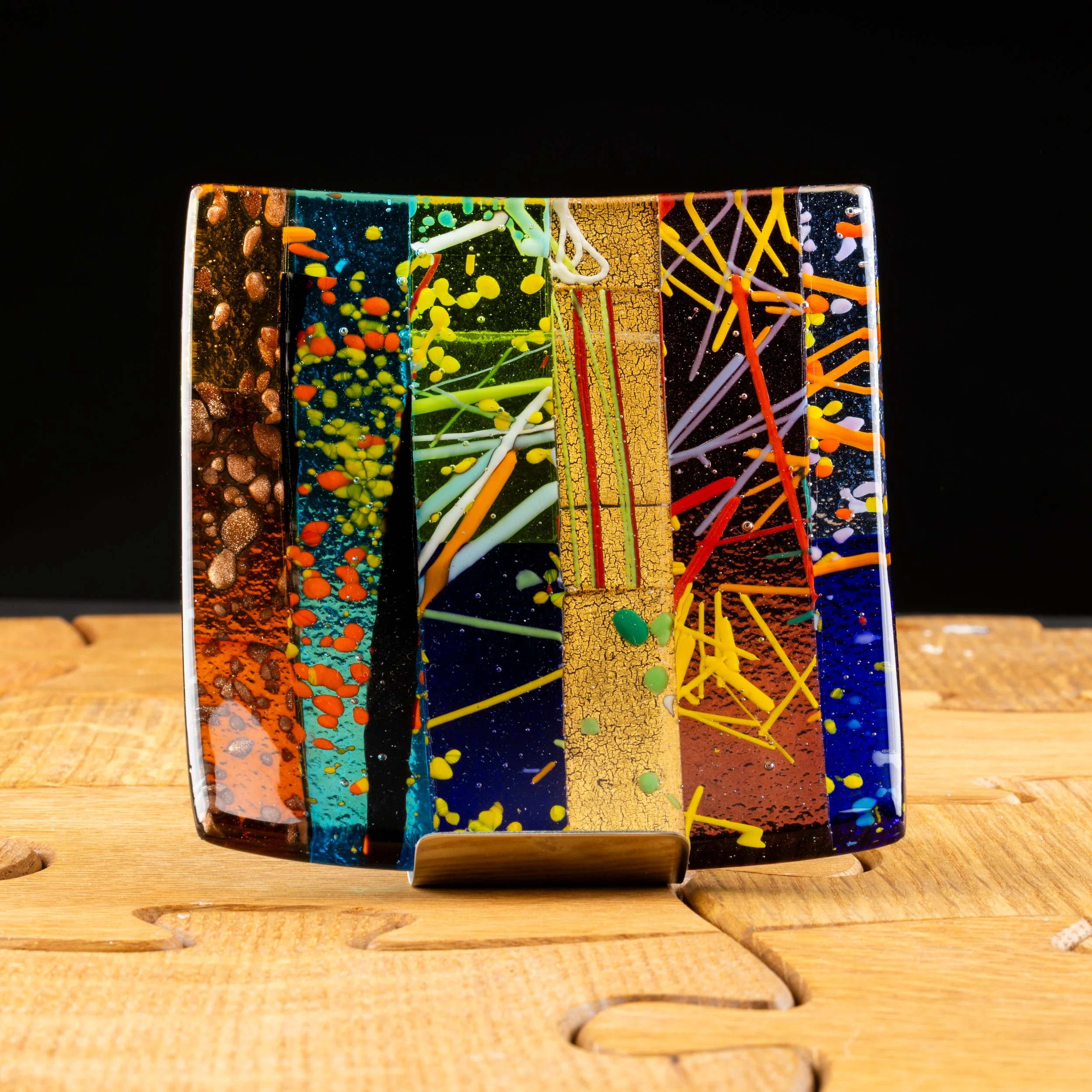 Damasco Small square plate by Alfier Glass Studio