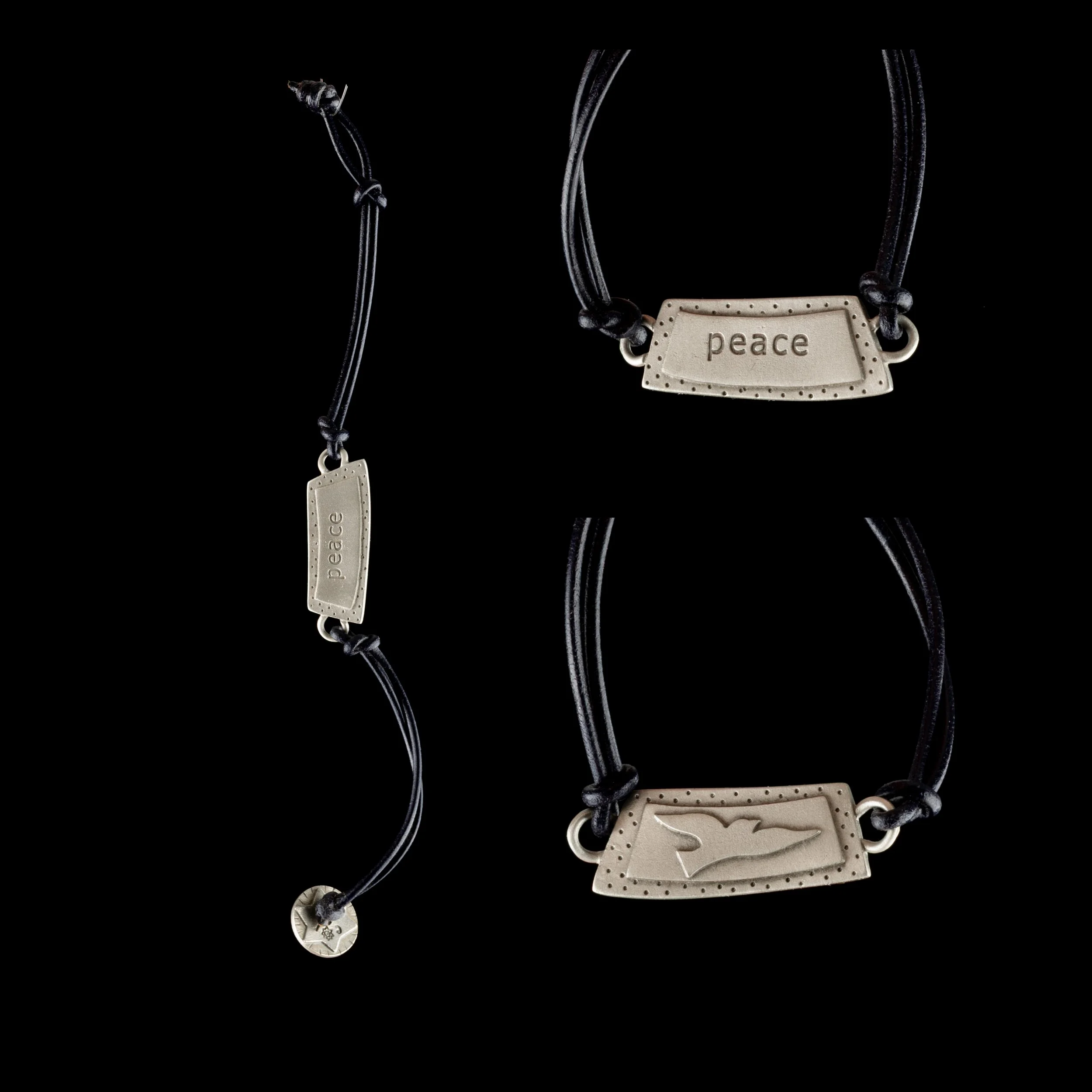 Peace with Black Leather Bracelet by Emily Rosenfeld.jpg
