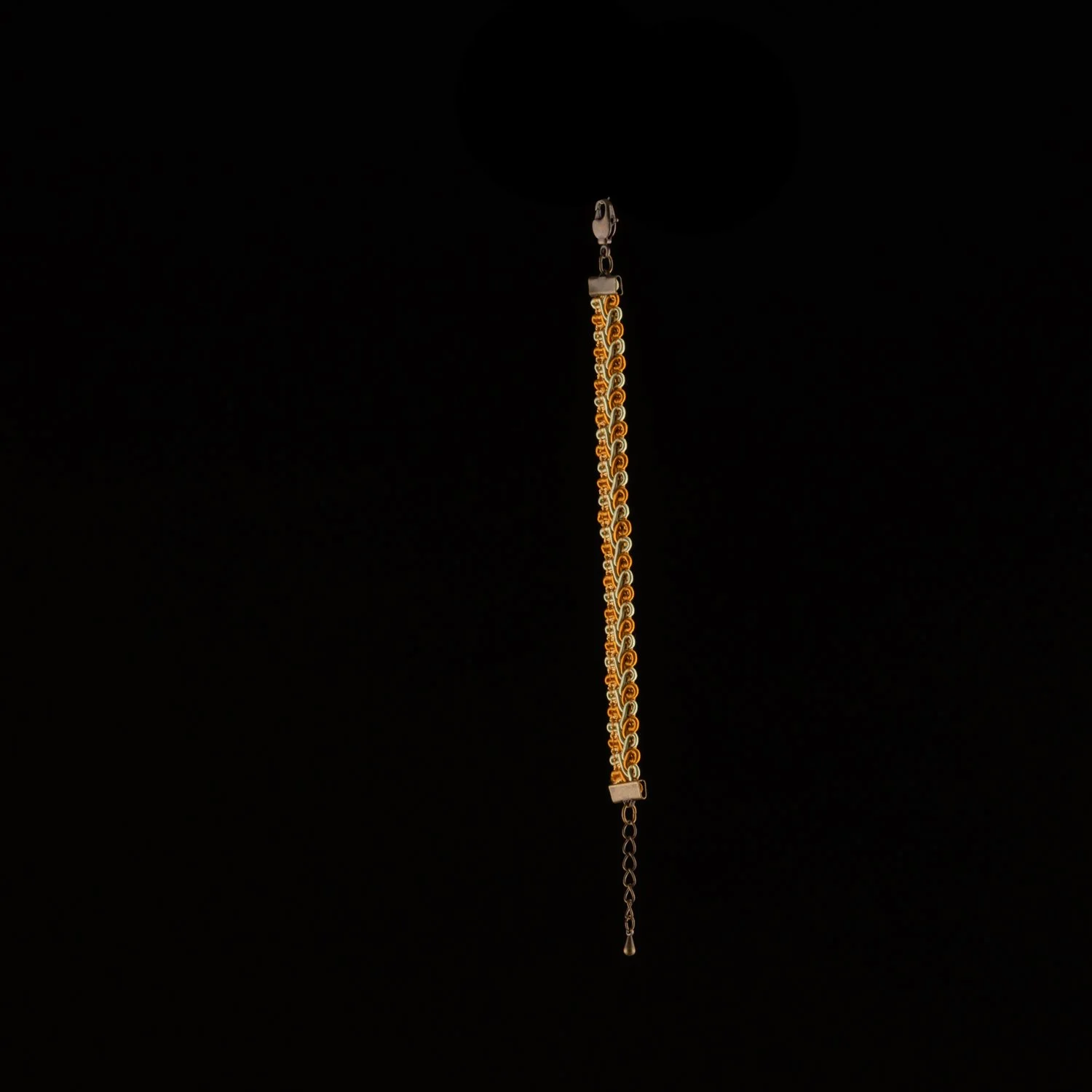 French Two Tone Dynamic Bracelet Orange Teal.jpg