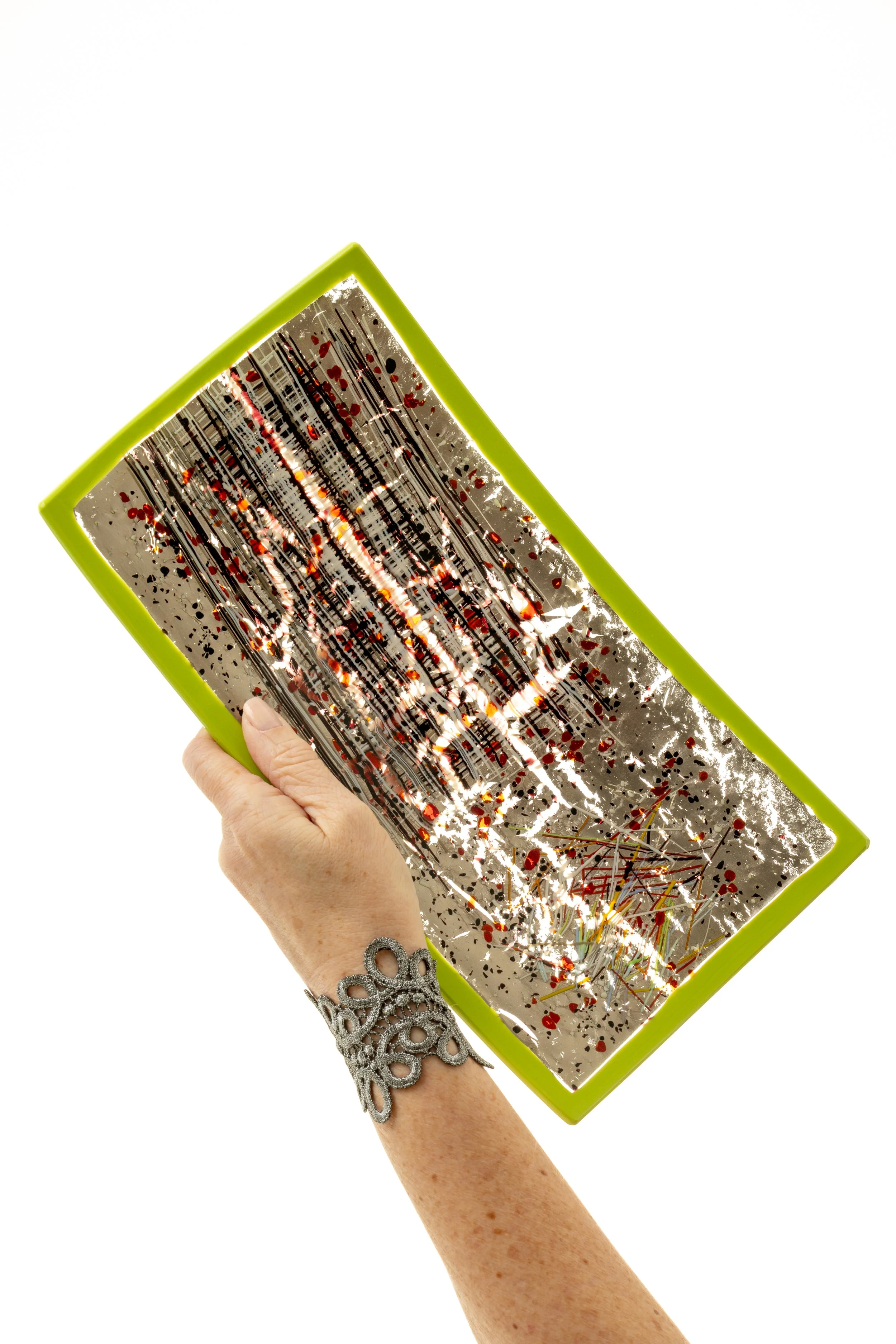 Abstract Green Edge Murano Glass Platter by Alfier Glass Studio.jpg