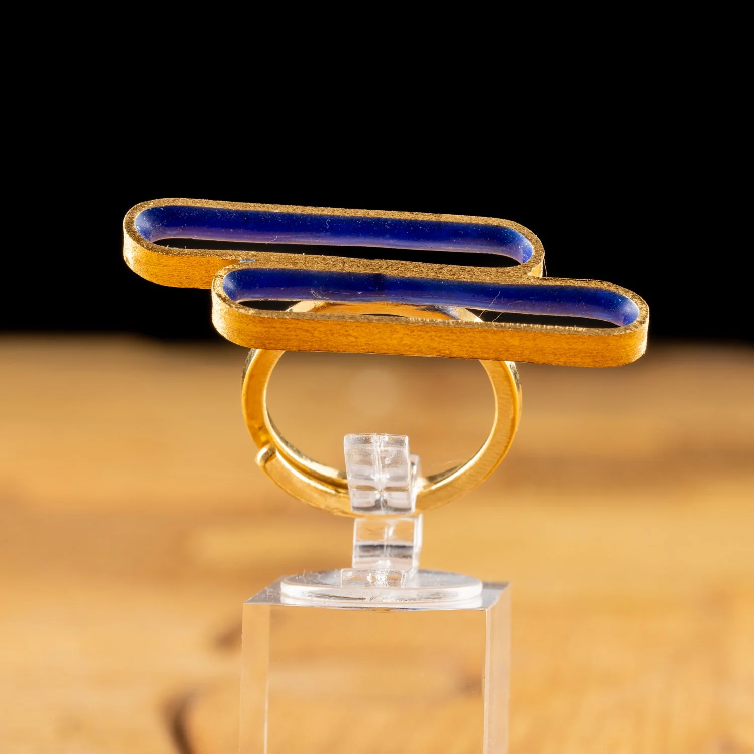 Blue Stepped Link Adjustable Ring by Marta Ribeiro