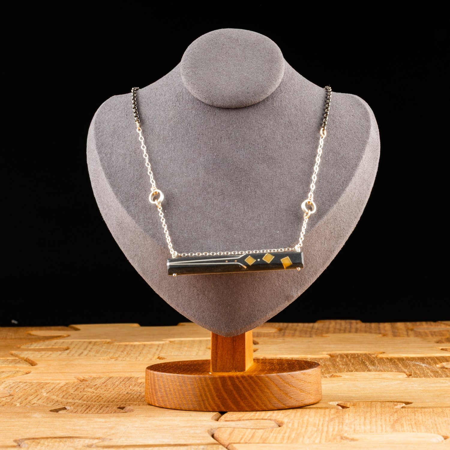 3 Yellow Square Bar Necklace by Eileen Sutton