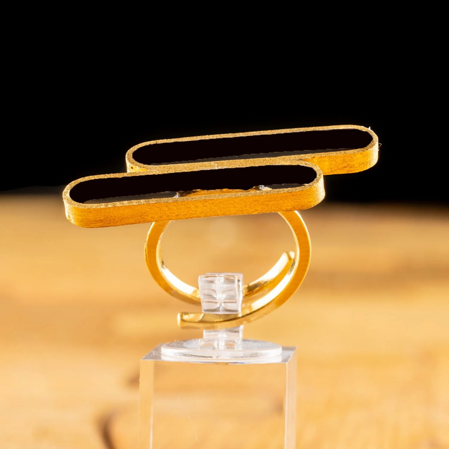 Black Stepped Link Adjustable Ring by Marta Ribeiro