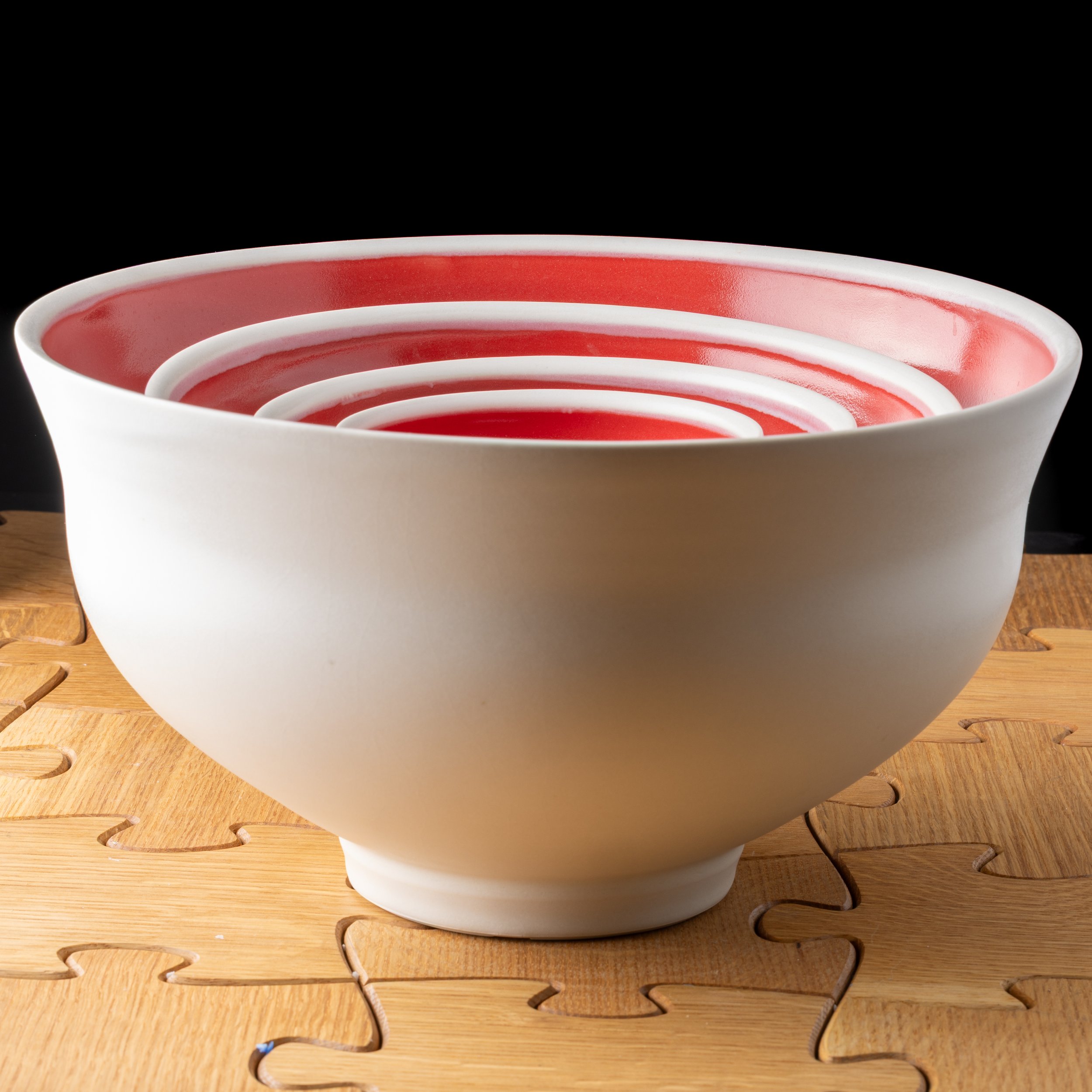 Red Waisted Bowl Set by Ryan Greenheck