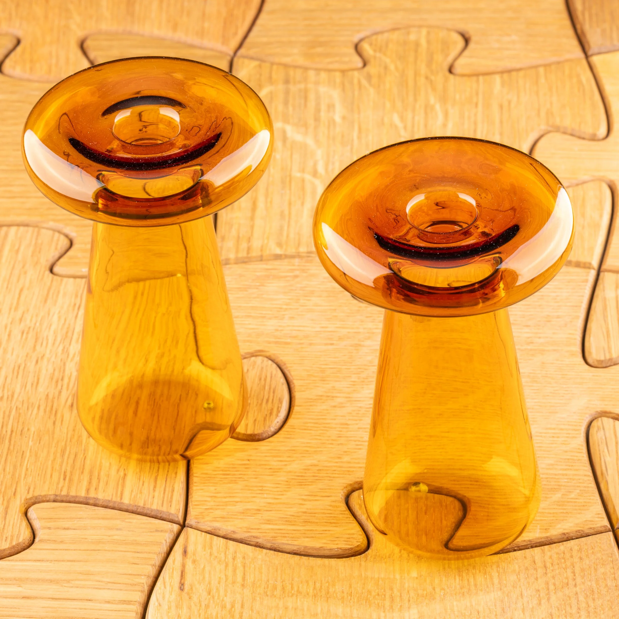 Yellow and Amber Mushroom Candlesticks by Tchotchke-1.jpg