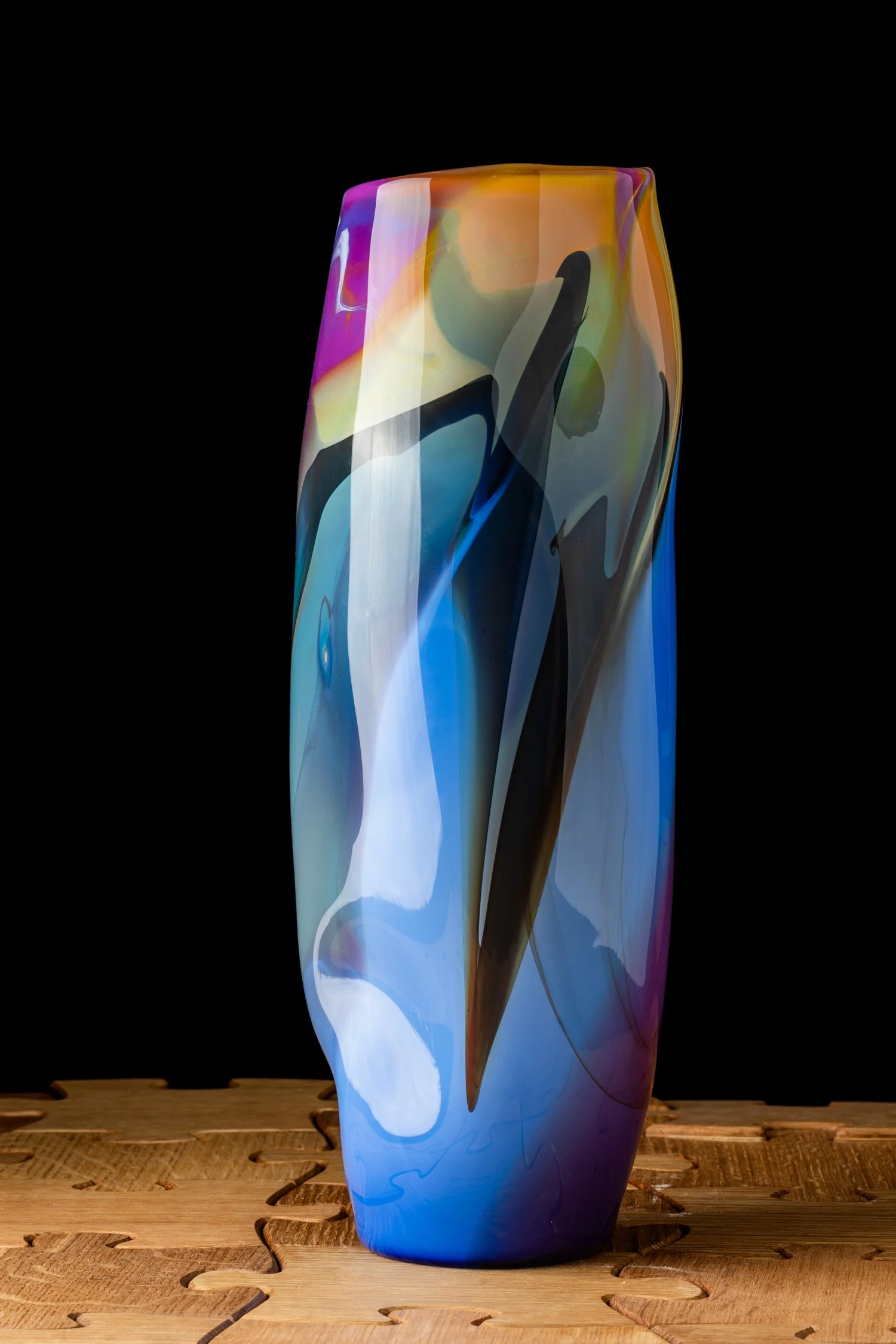 Blue-Purple Kimono Vase by McDermott Glass Studio