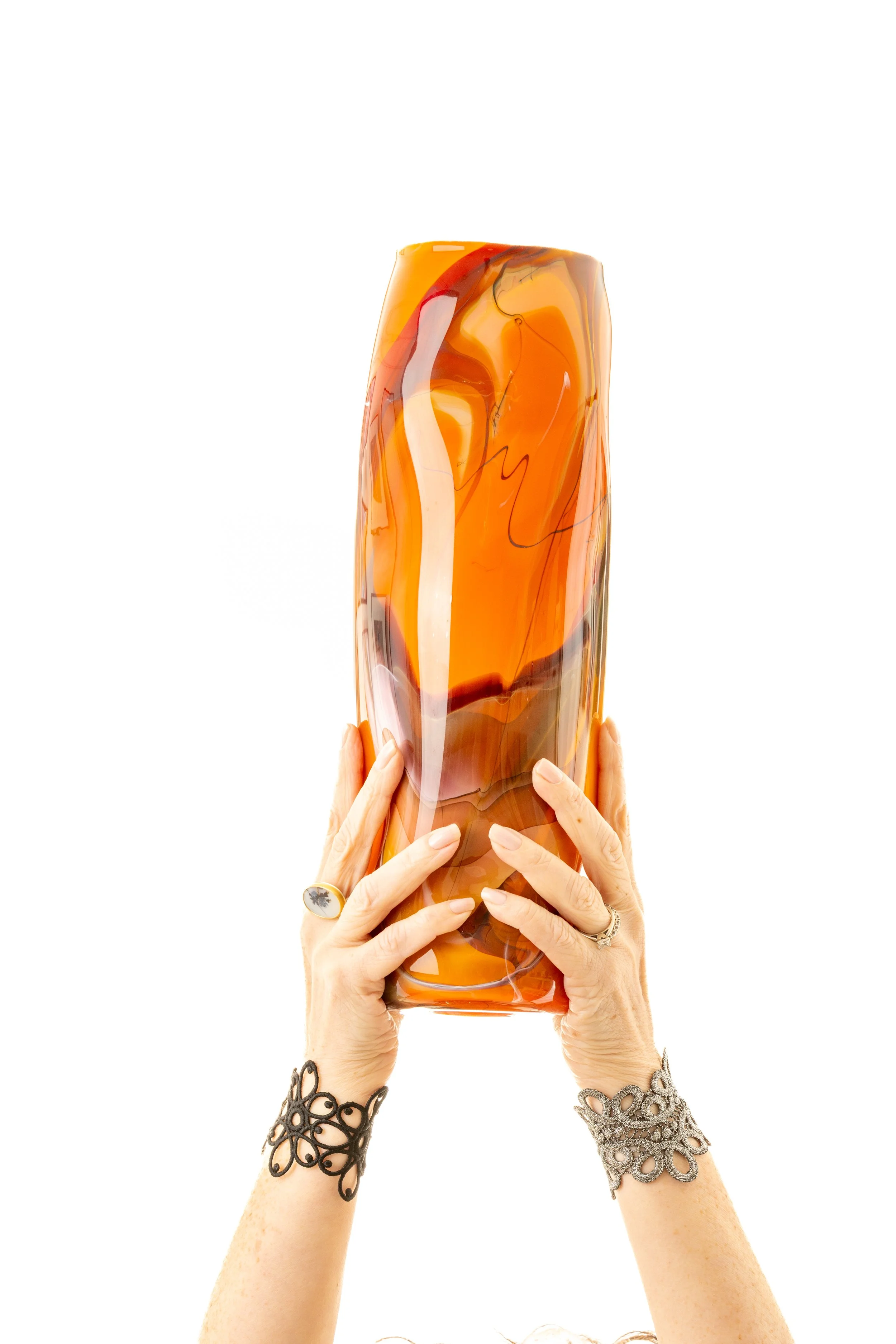 Orange Brown Kimono Vase by McDermott Glass Studio.jpg