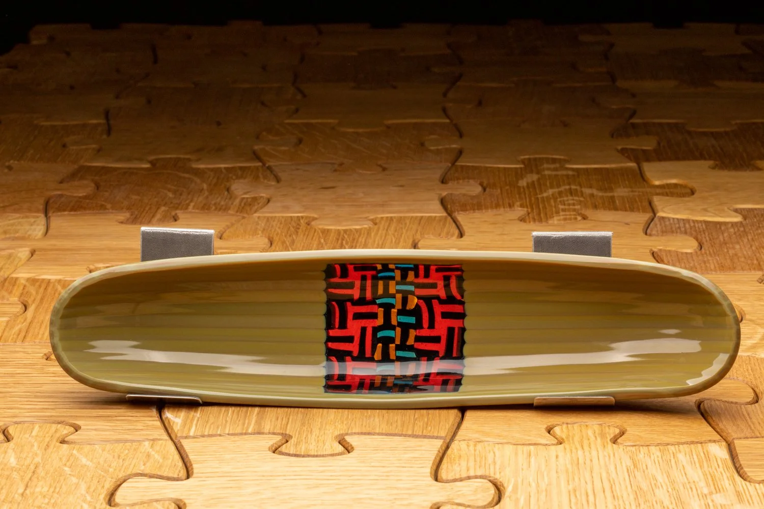 Olive Green Murano Glass Sushi Dish