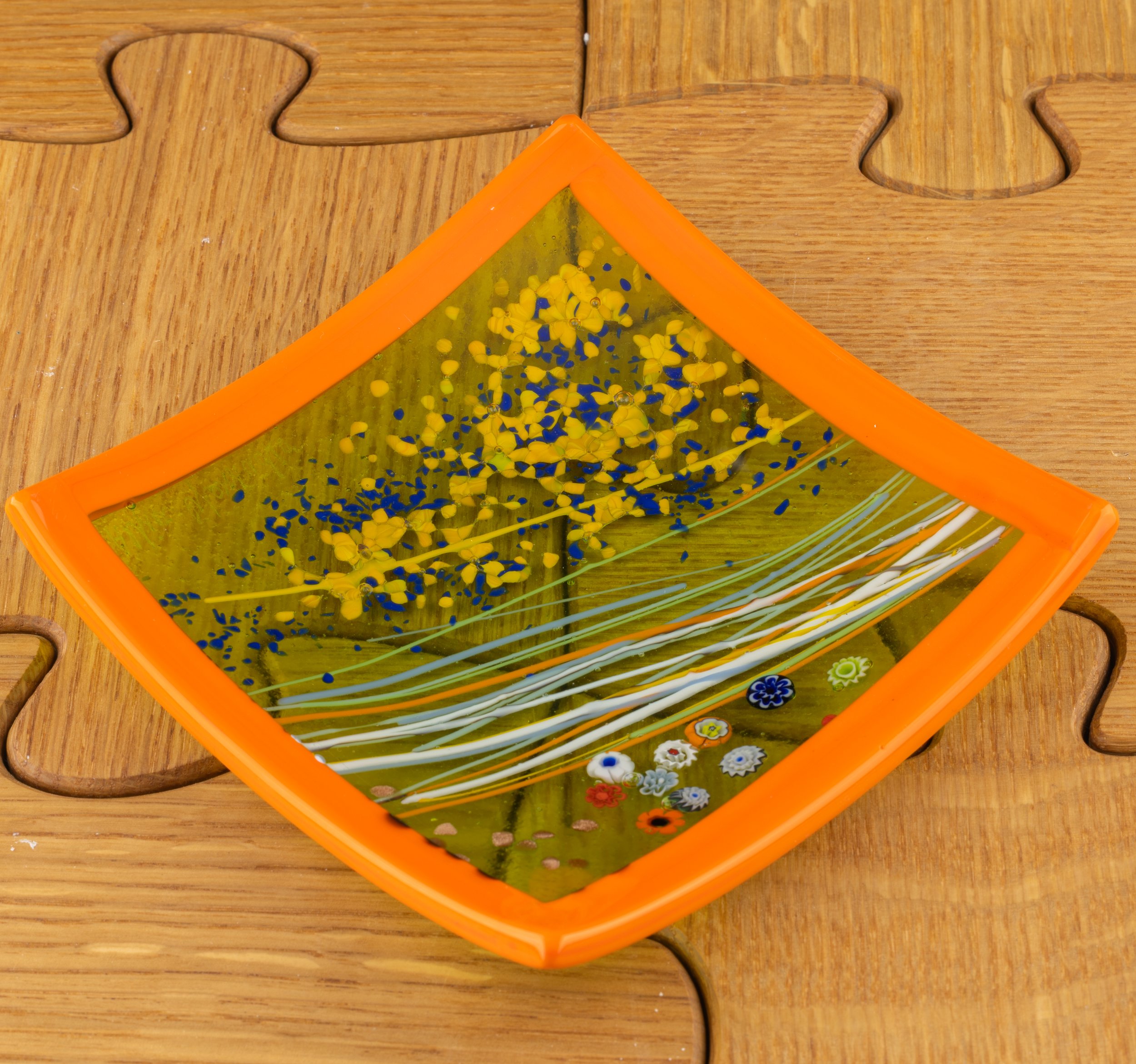 Small Orange Abstract Square Dish by Alfier Glass Studio-1.jpg