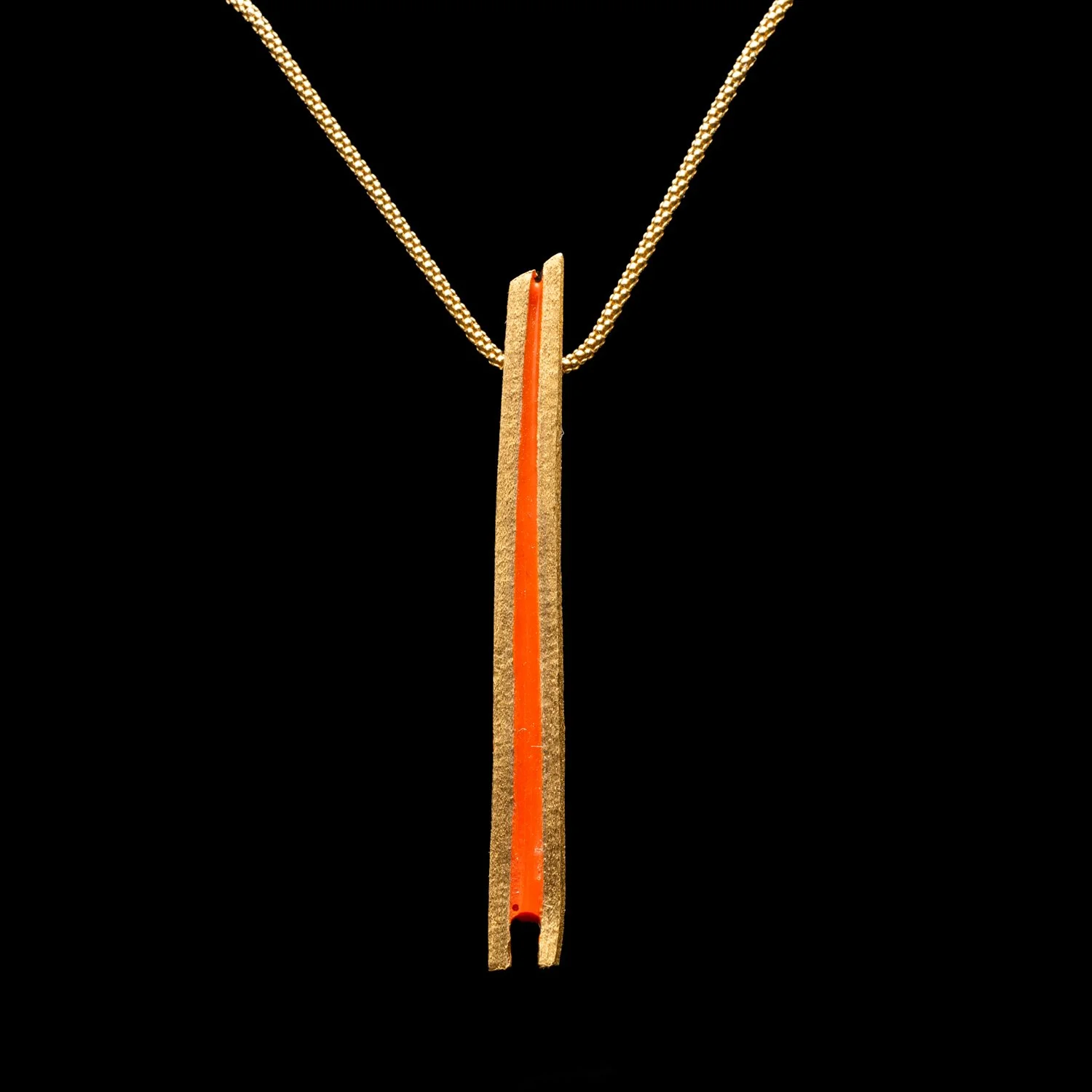 Asymmetrical Linea Orange Pendant Necklace by Marta Ribeiro