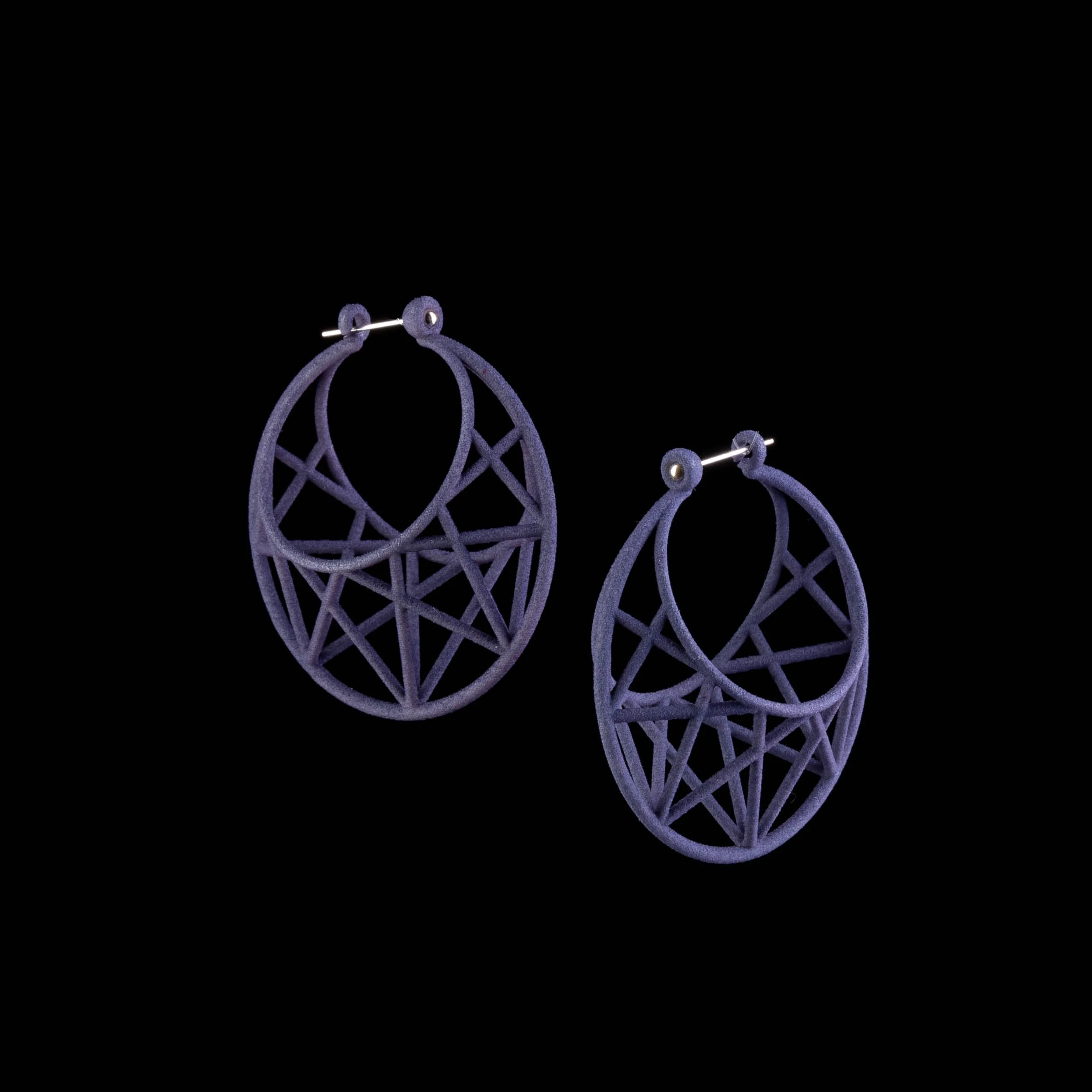 Star Cage Hoop Earrings by Maria Eife Navy Blue.jpg
