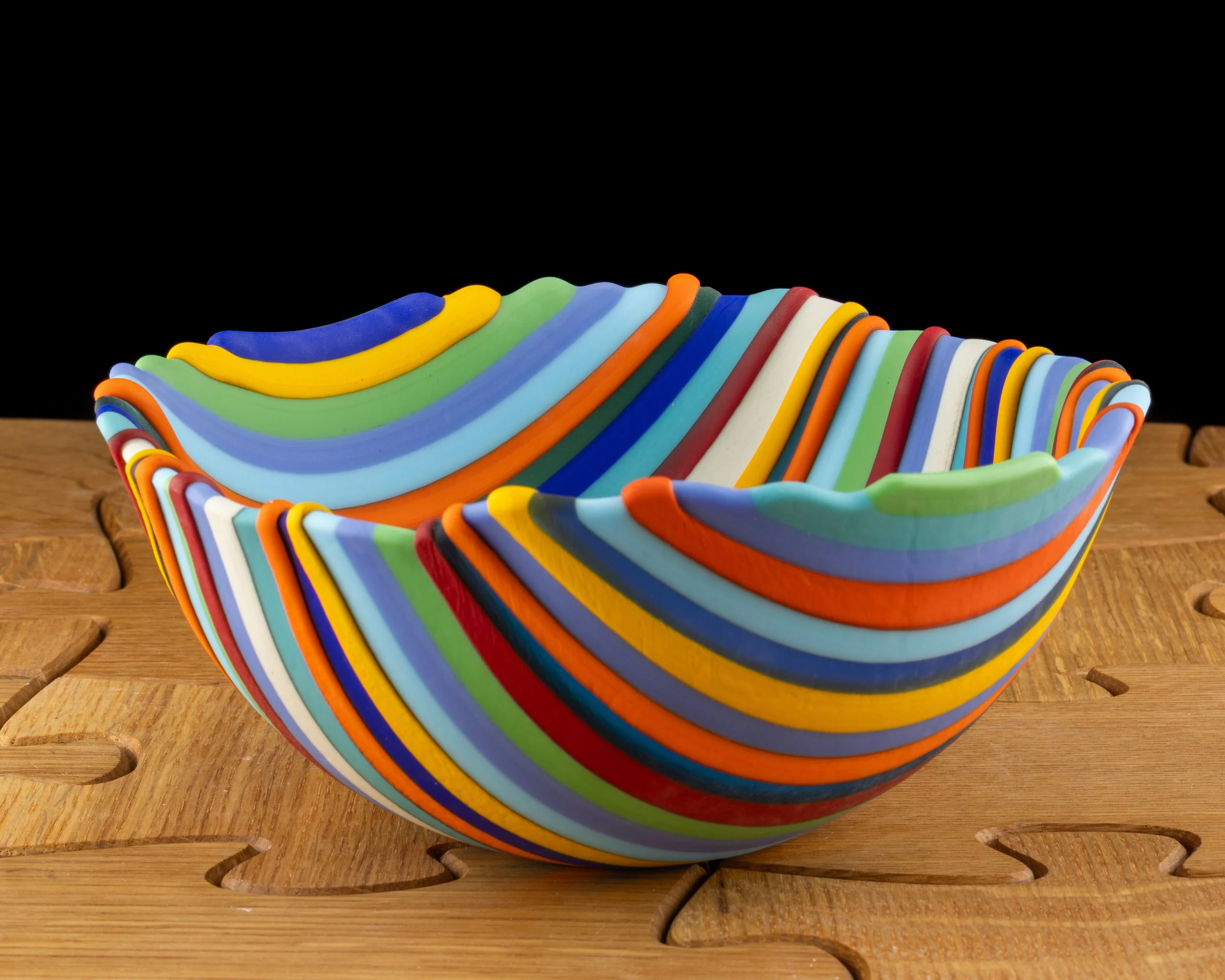 Righette Bowl small multicolor striped bowl by Alfier Glass Studio