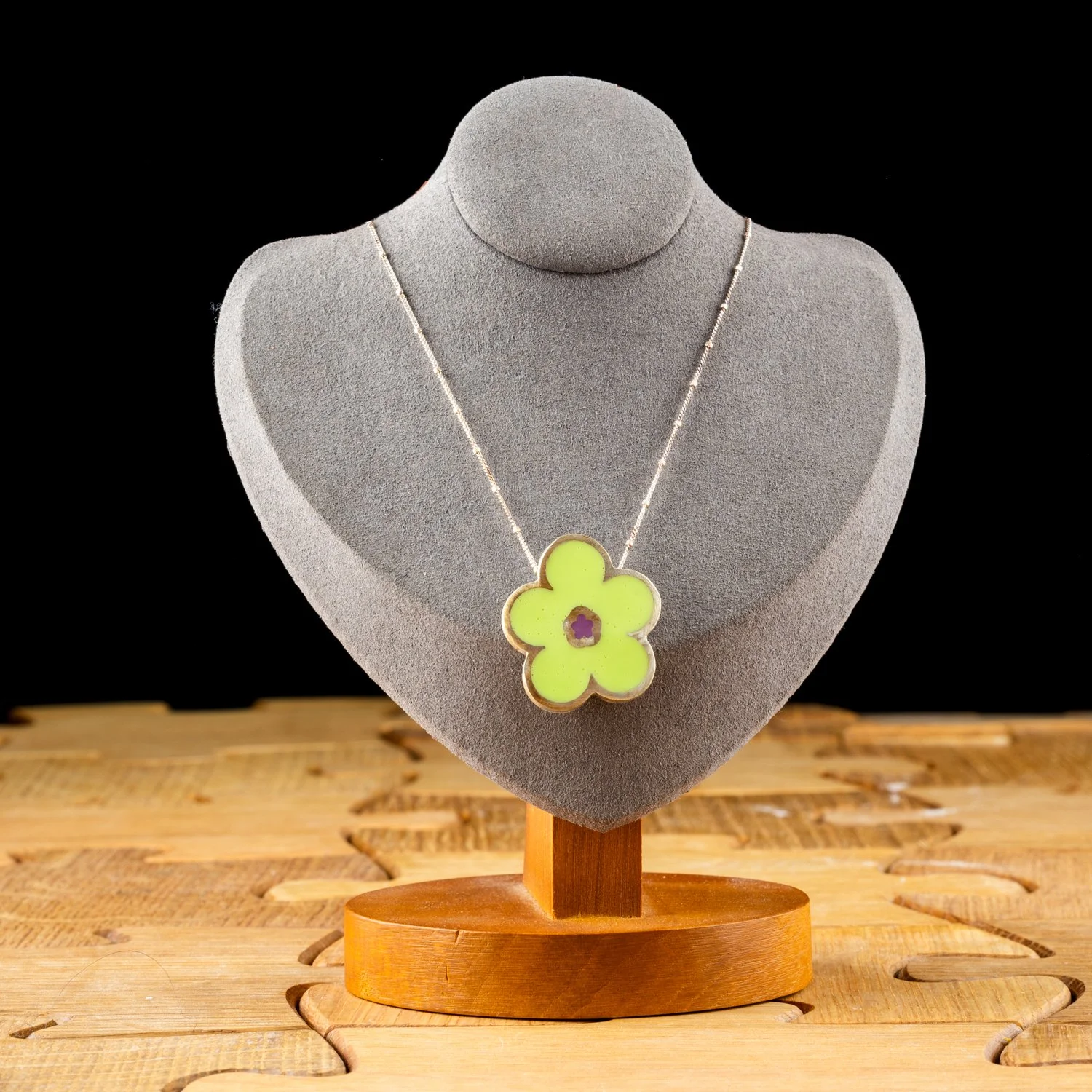 Green and Purple Popflower Pendant by Shoot From Within Designs