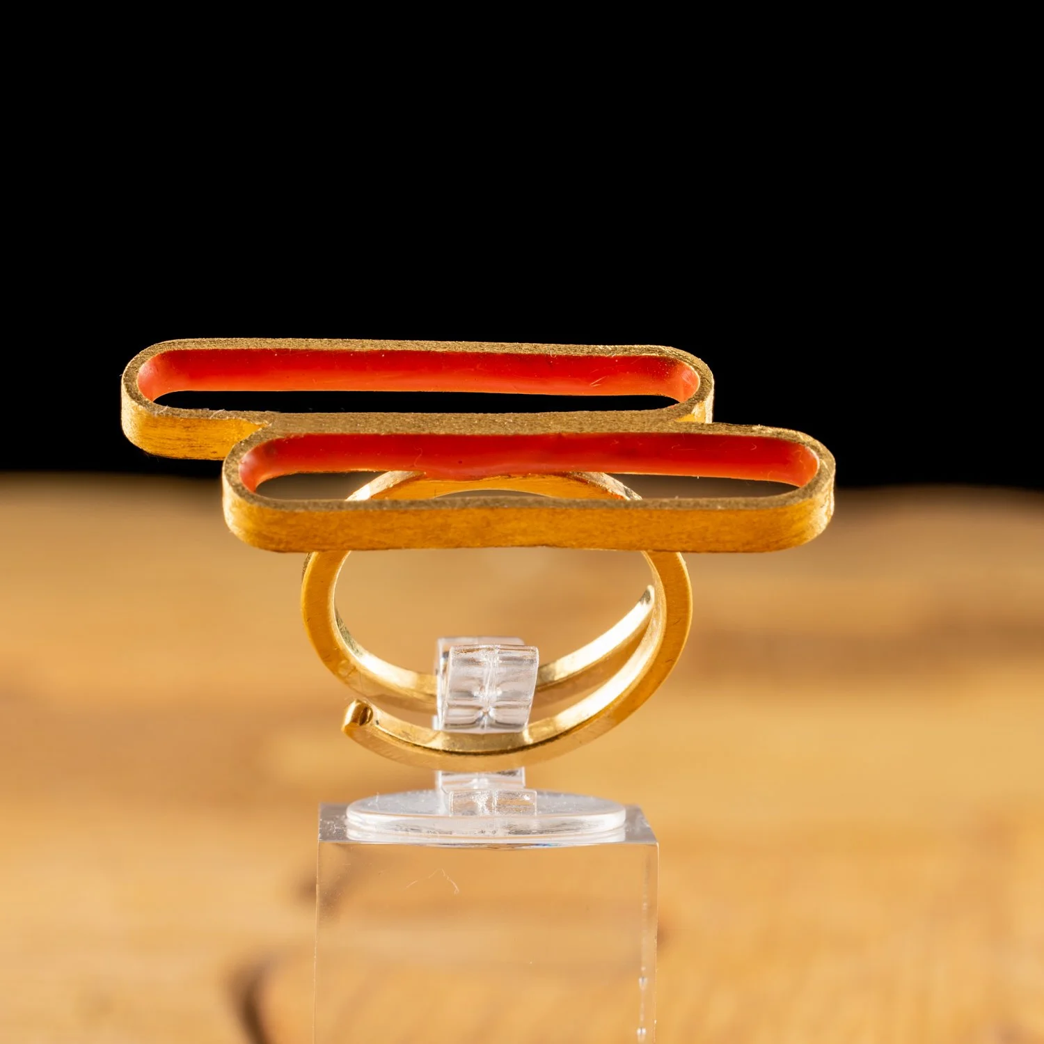 Orange Stepped Link Adjustable Ring by Marta Ribeiro