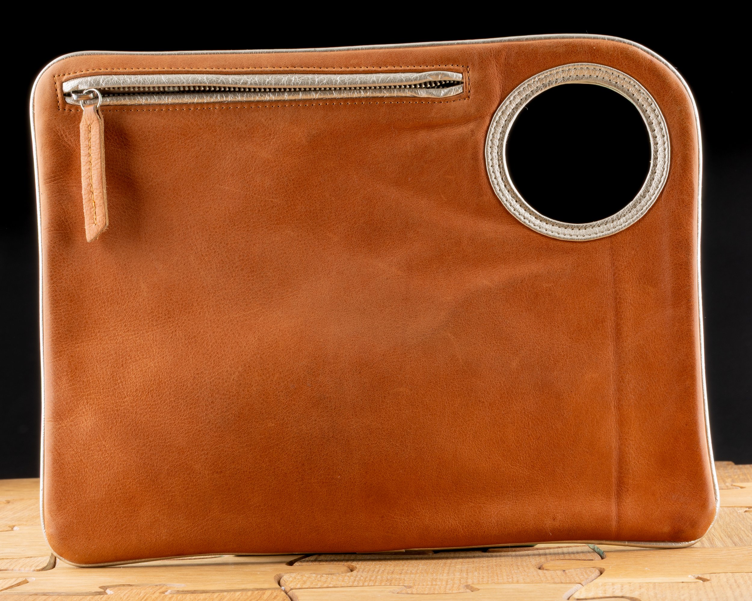 Cognac Handsfree Bracelet Clutch by Arza Designs