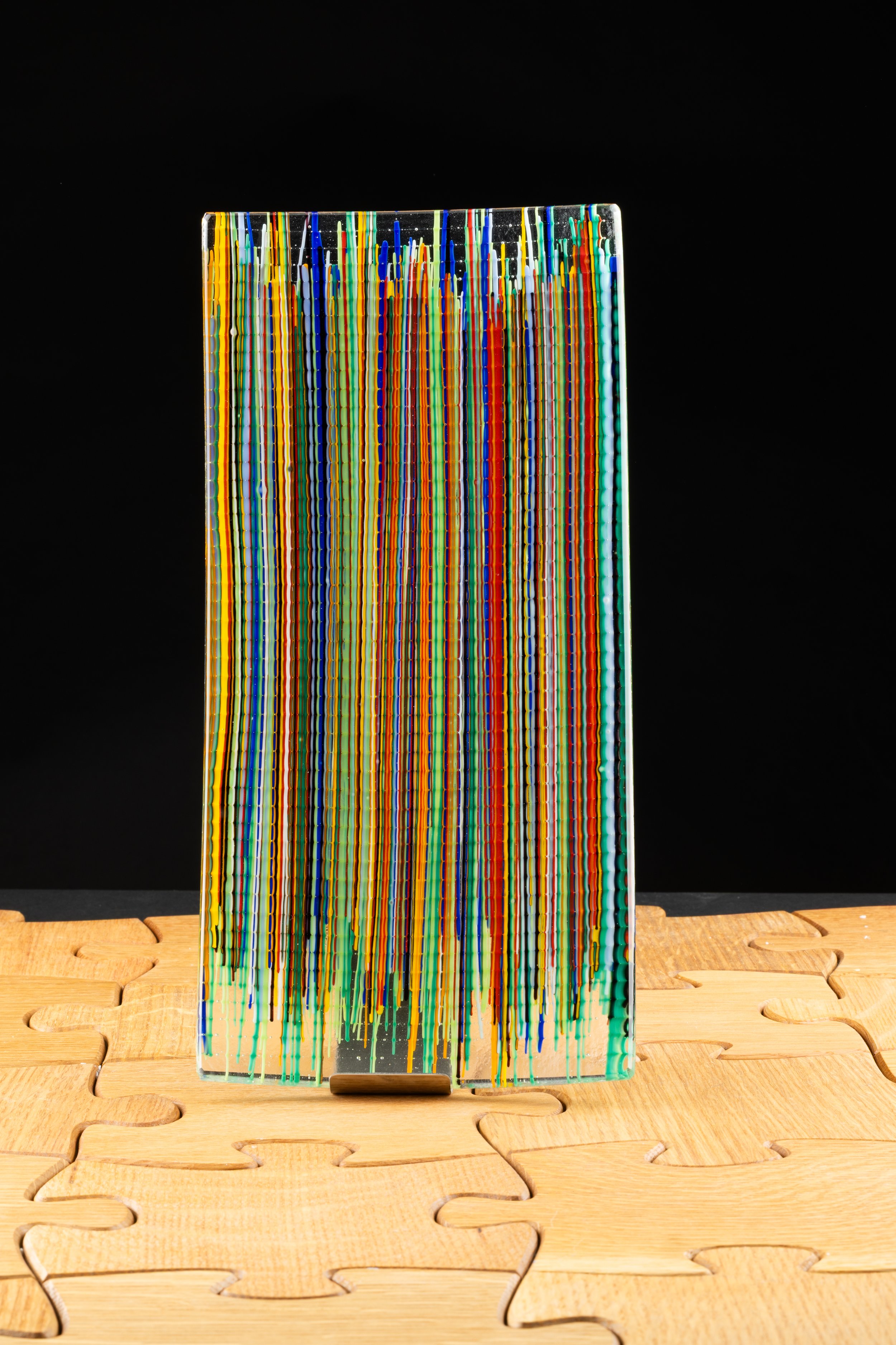 Vibrant Filigree Glass Plate by Alfier Glass Studio