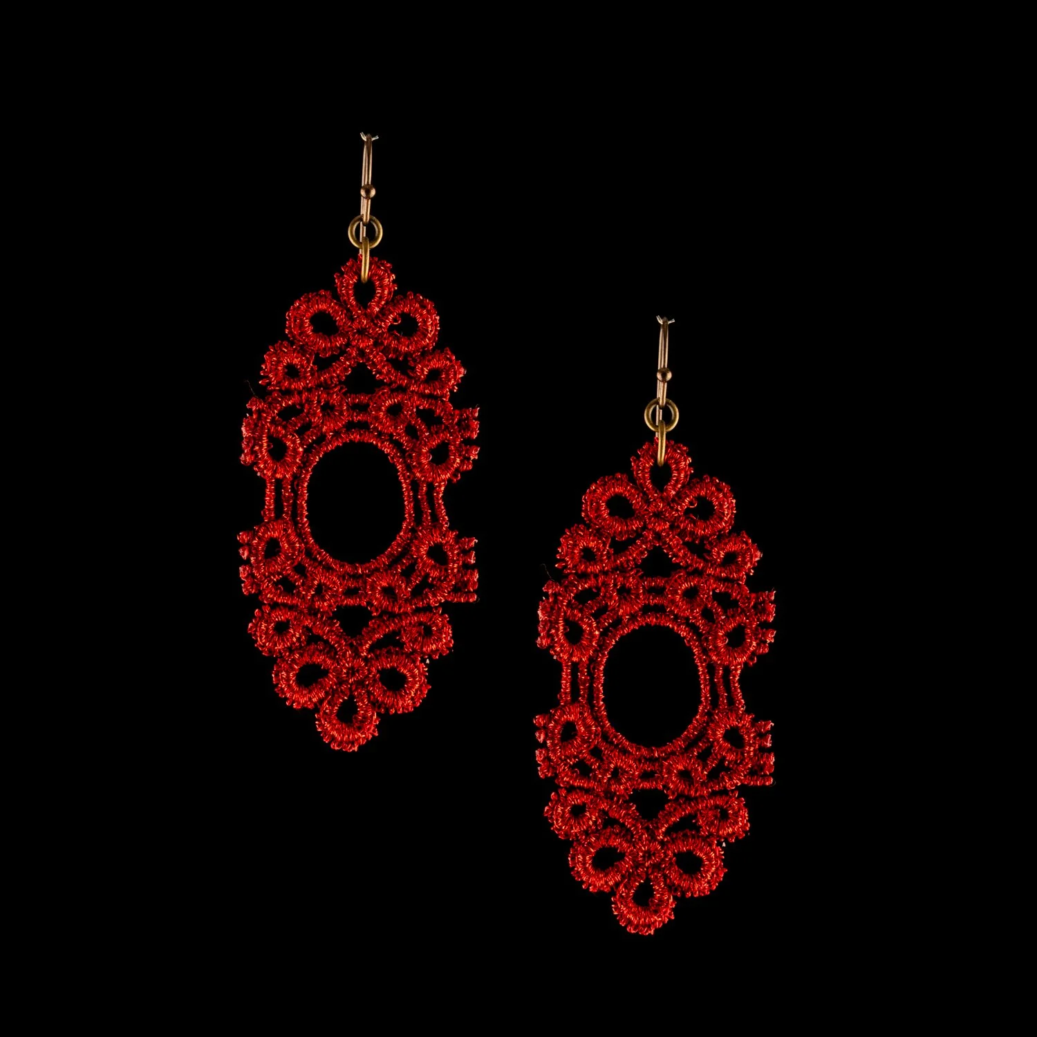 Italian Intricate Drop Earrings by Paz Sintes Red.jpg