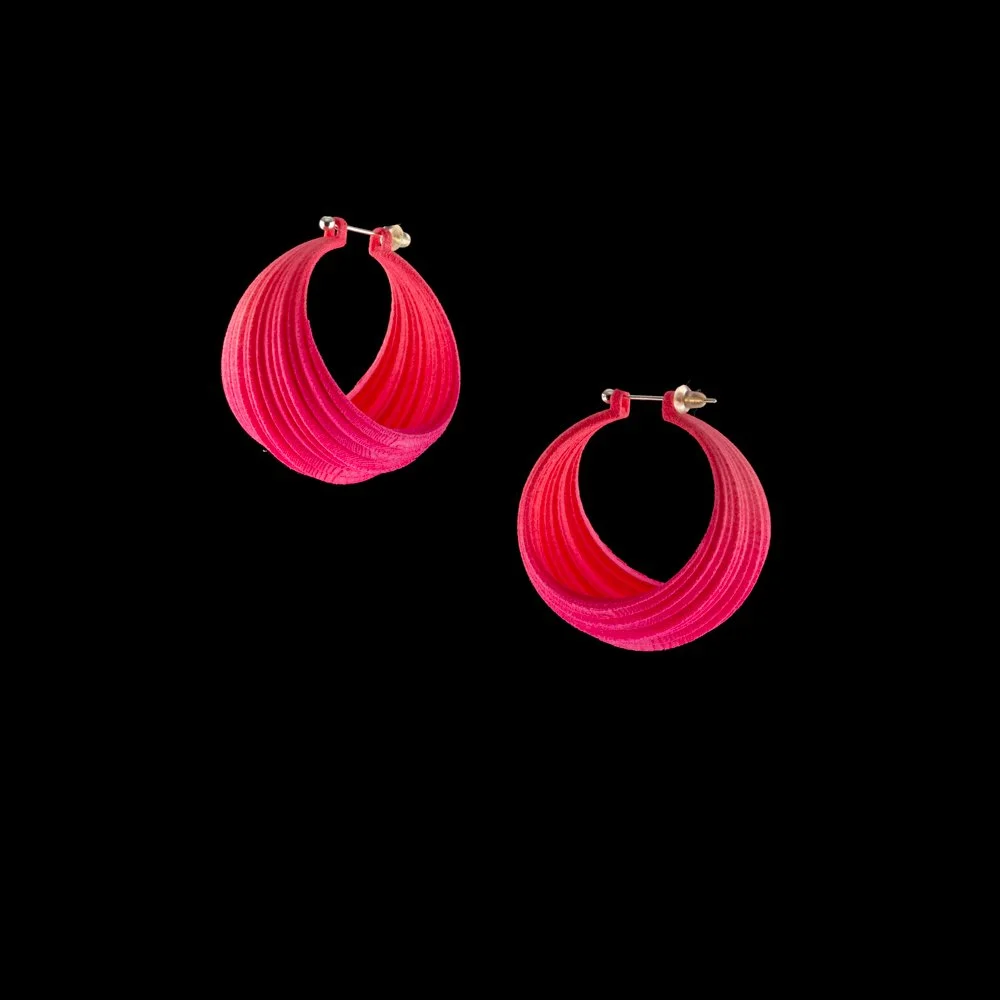 Pleated Hoop Earrings by Maria Eife Bubble Pink.jpg