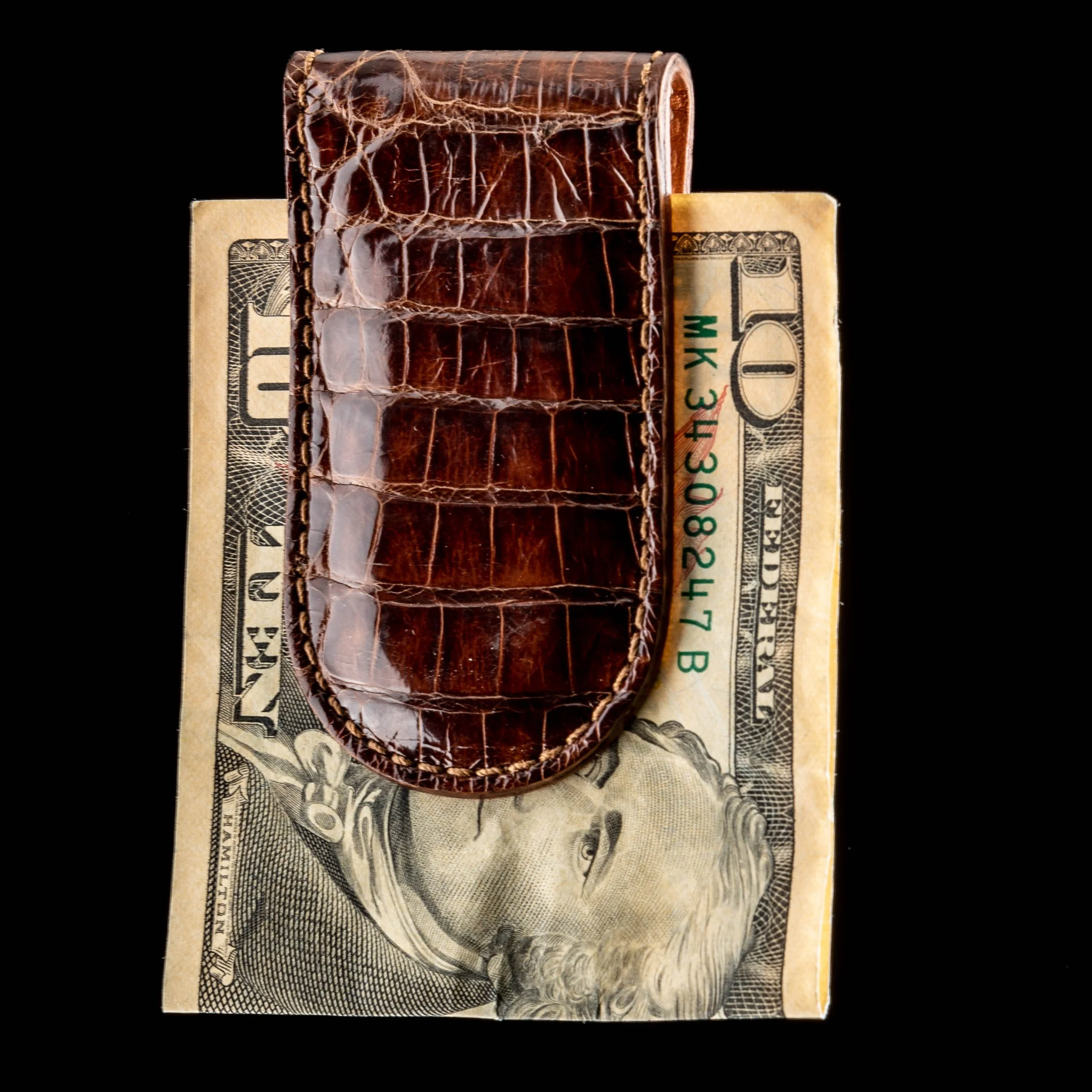 Brown Alligator Money Clip by Pong Gaddi