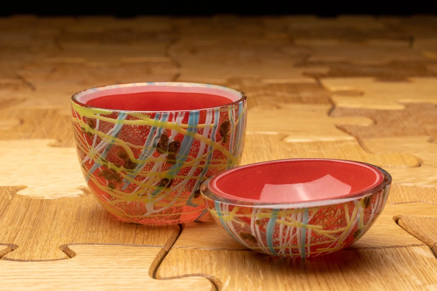 Abstract Murano Glass Bowl Box by Alfier GlassStudio