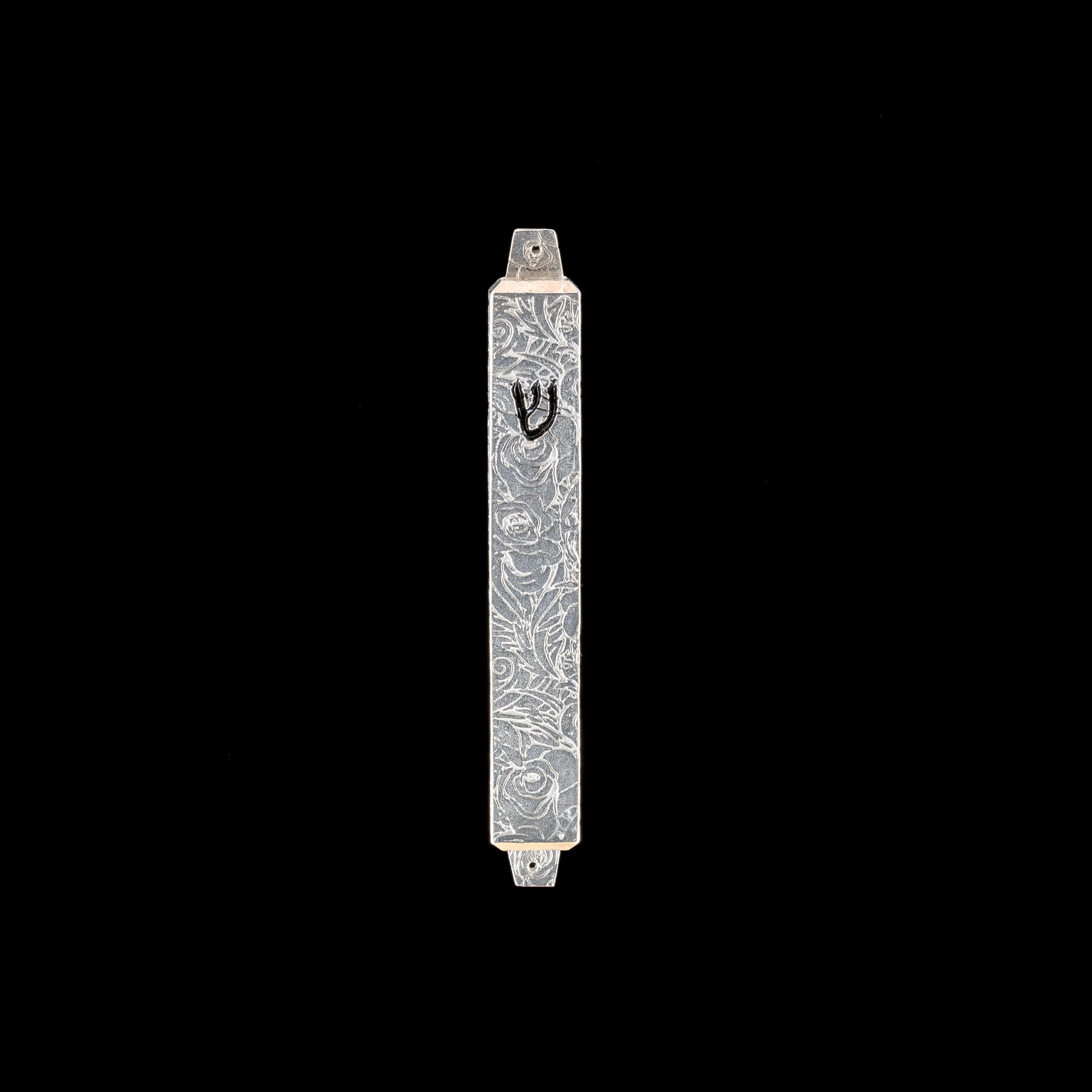 Lillian Mezuzah with Rose Design by Joy Stember