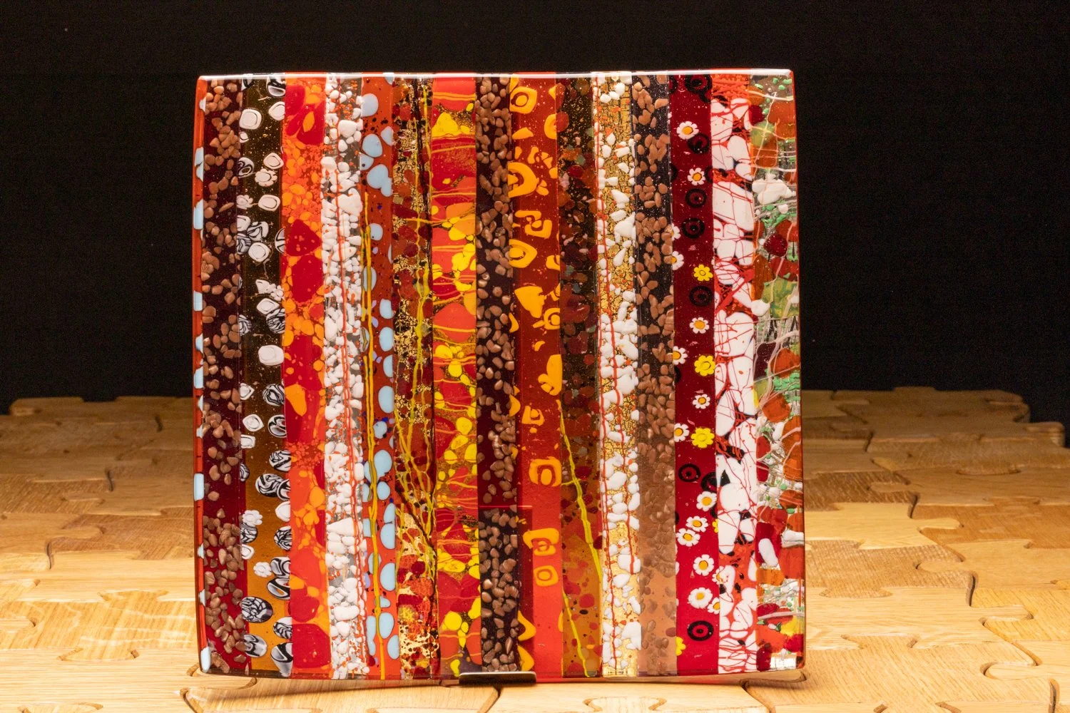 Square Damasco Design Plate by Alfier Glass Studio