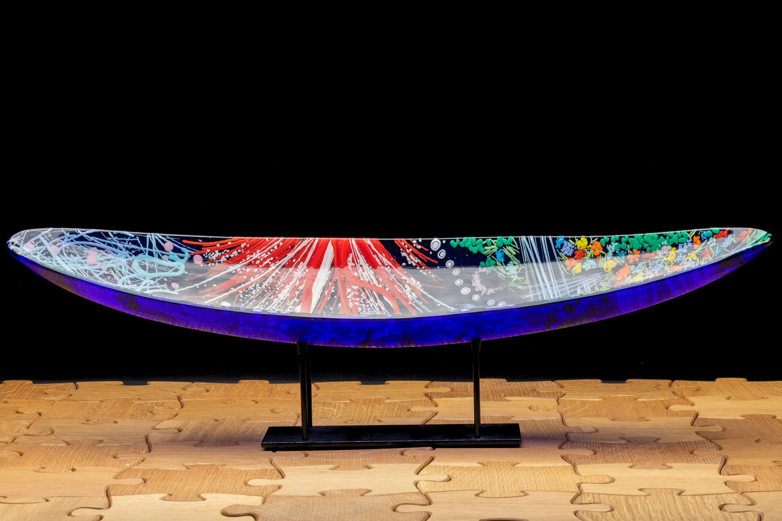 Garden Design X-large Murano Canoe Dish by Alfier Glass Studio