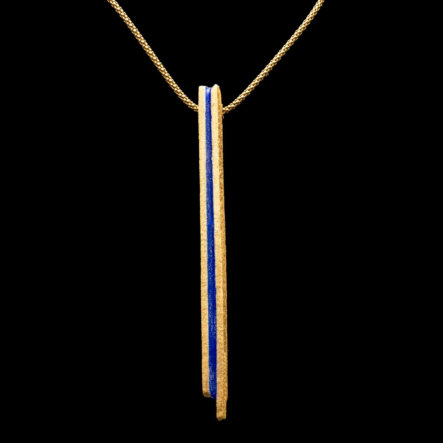 Asymmetrical Linea Blue Pendant Necklace by Marta Ribeiro