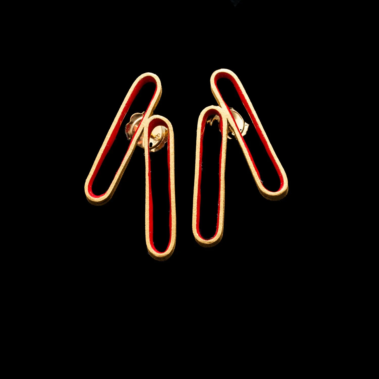 Red Offset Link Earrings by Marta Ribeiro