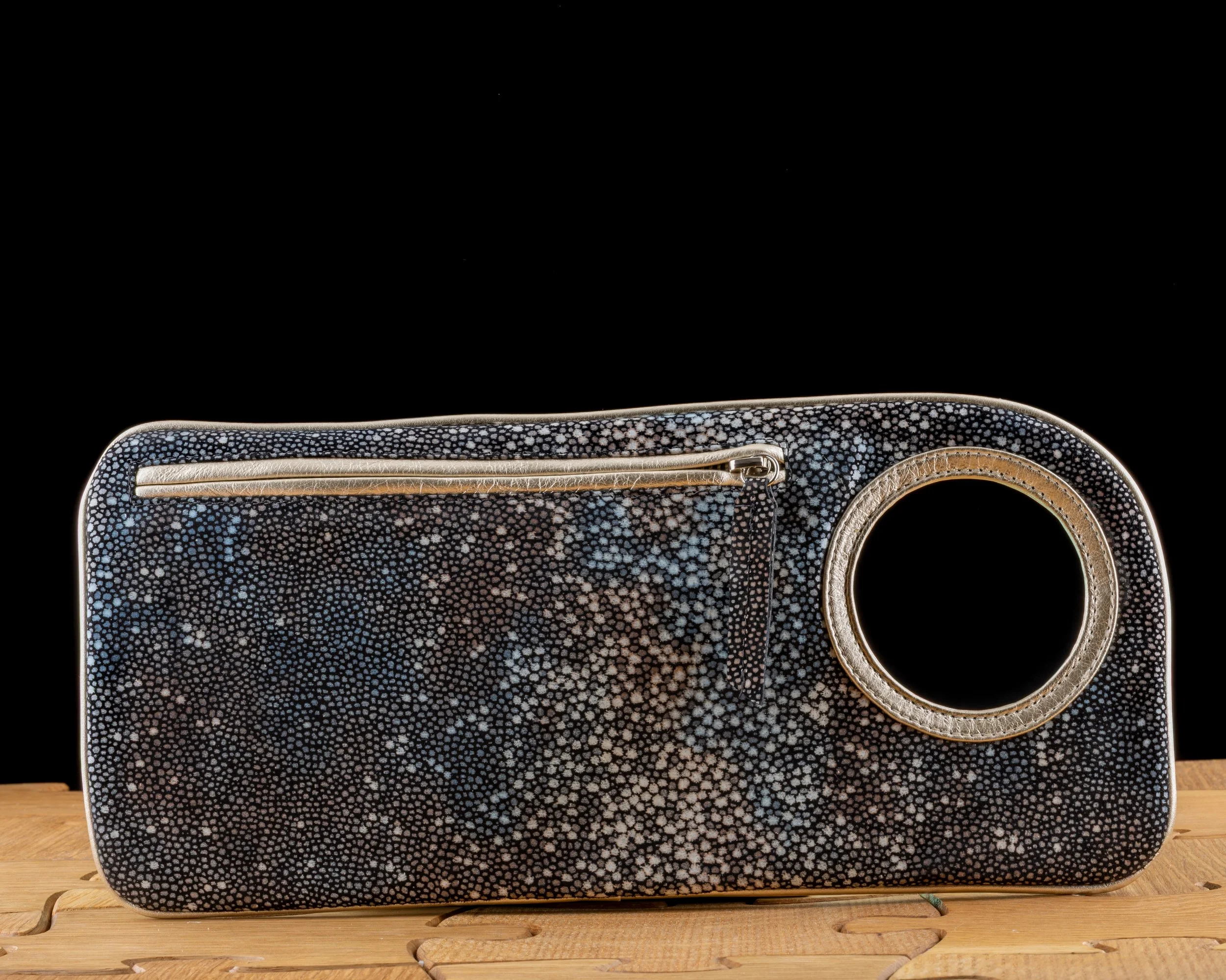 Blue Stingray Print Handsfree Bracelet Clutch by Arza Designs