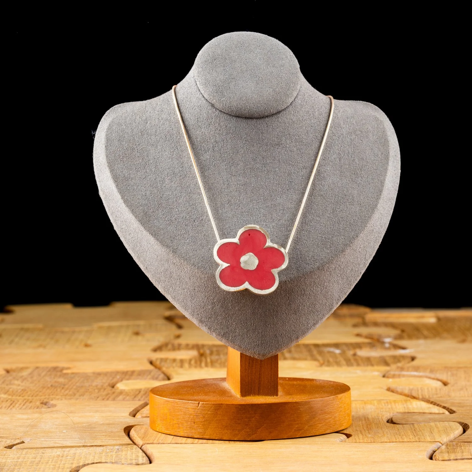 Red Popflower Pendant by Shoot From Within Designs