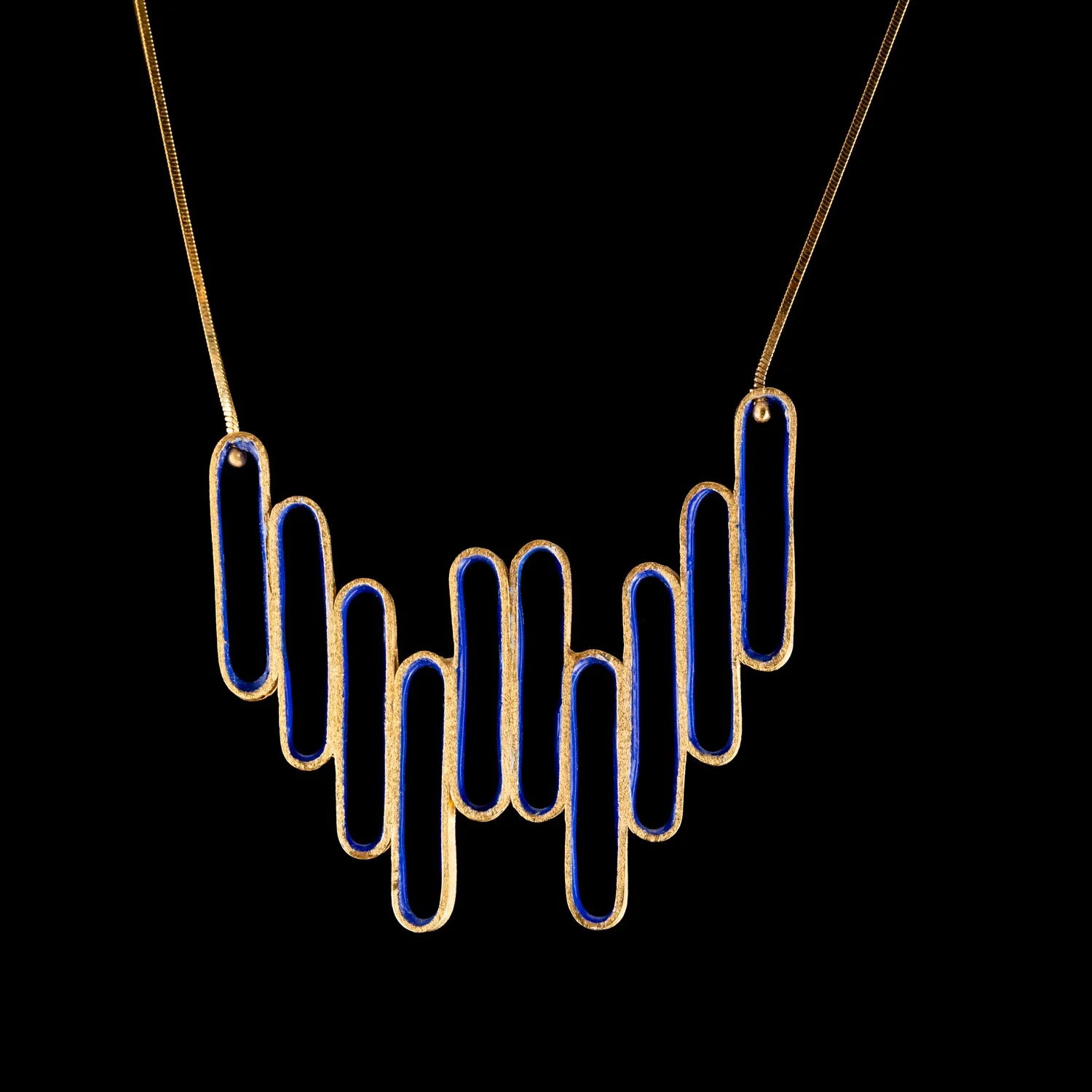 Multi Link Pendant Necklace with Blue Enamal by Marta Ribeiro.jpg